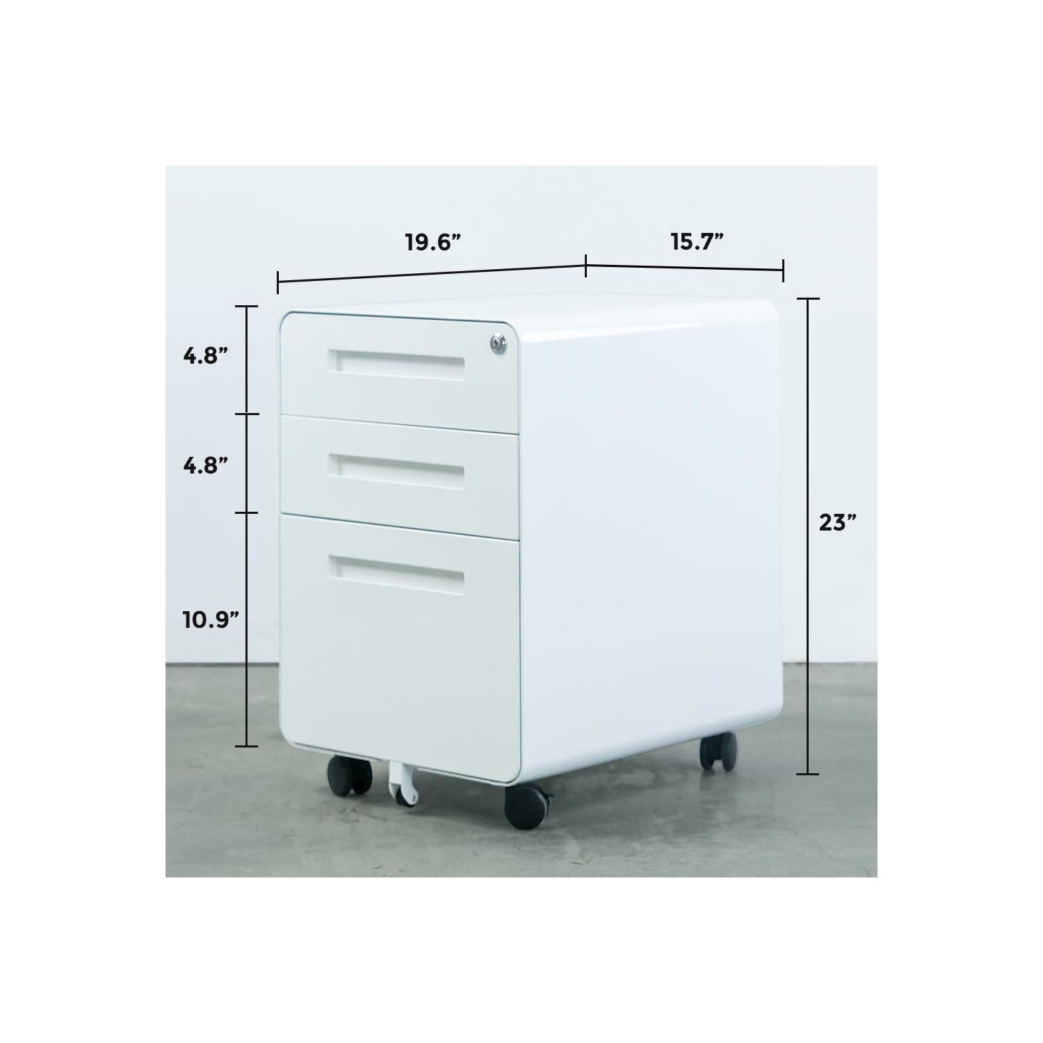 Classeur en métal MotionGrey avec 3 tiroirs, classeur vertical avec verrou, classeur mobile à roulettes pour documents juridiques, format lettre,