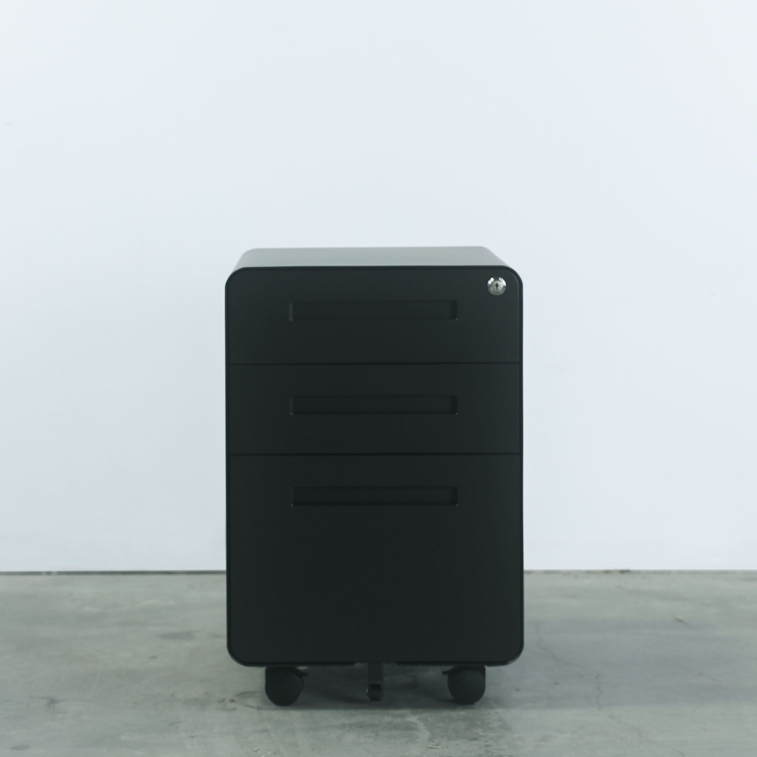 MotionGrey Metal Filing Cabinet with 3 Drawers, Vertical File Cabinet with Lock, Mobile Office Cabinet with Wheels for Legal, Letter, A4 Files - Black