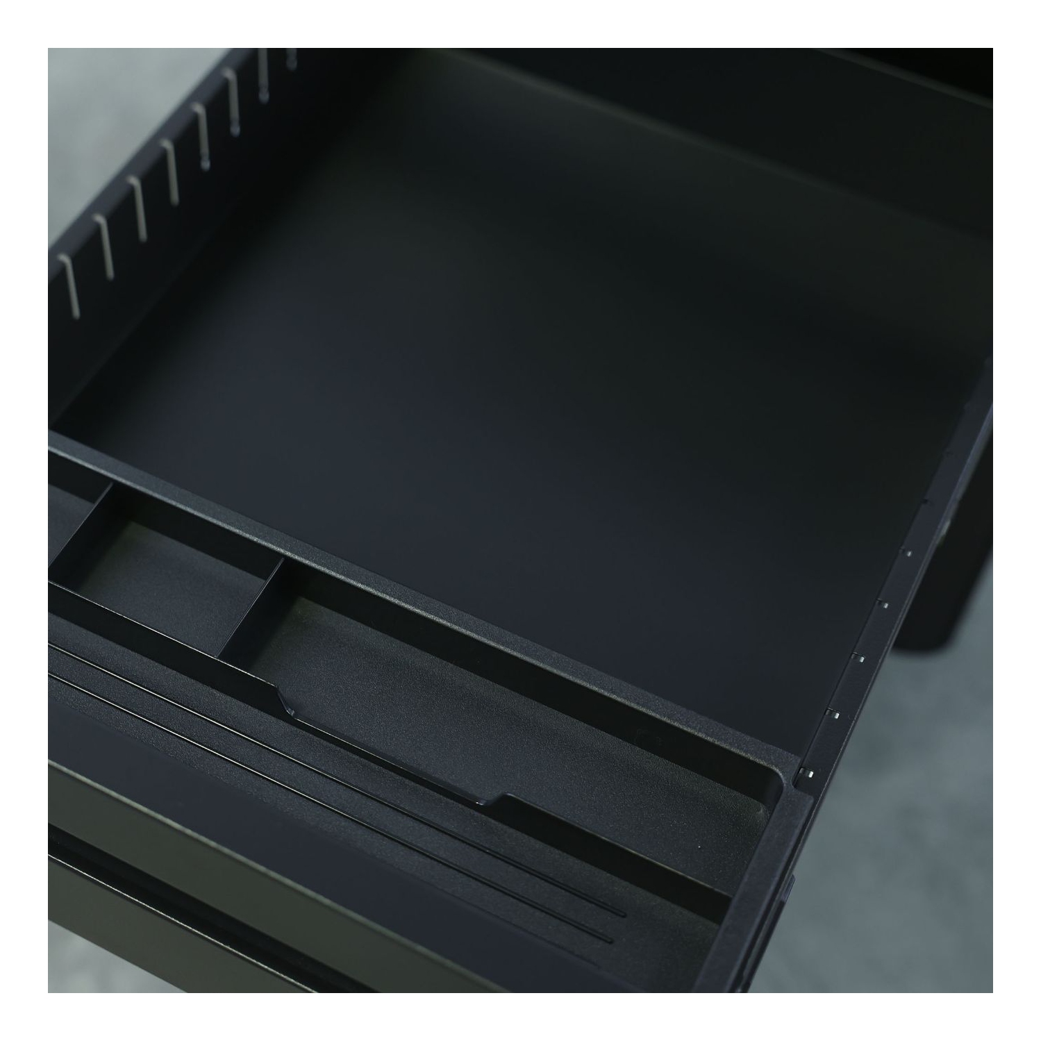 MotionGrey Metal Filing Cabinet with 3 Drawers, Vertical File Cabinet with Lock, Mobile Office Cabinet with Wheels for Legal, Letter, A4 Files - Black