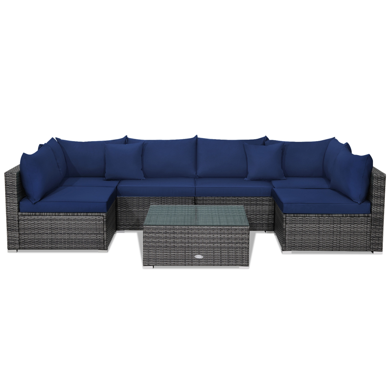 Gymax 7PCS Patio Rattan Sectional Sofa Set Outdoor Furniture Set w/ Cushions