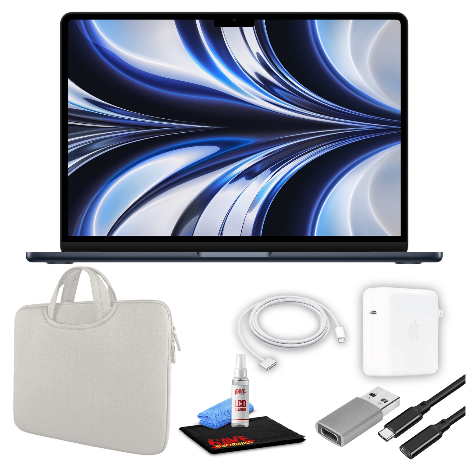 Apple MacBook Air 13" Laptop (M2, 2022, 256/512GB SSD, 4-Colors) + White Bundle