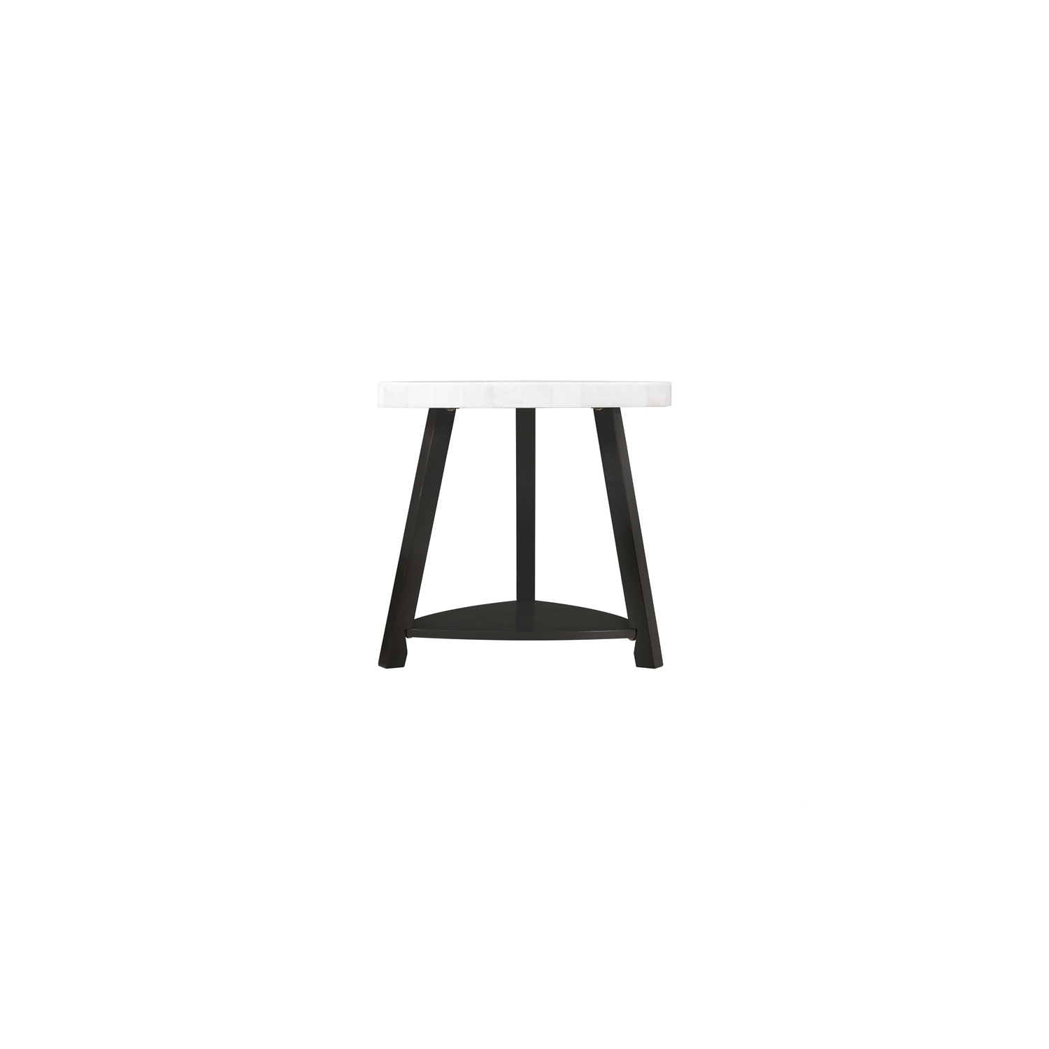 Bowery Hill Modern White Marble Top End Table in White Marble