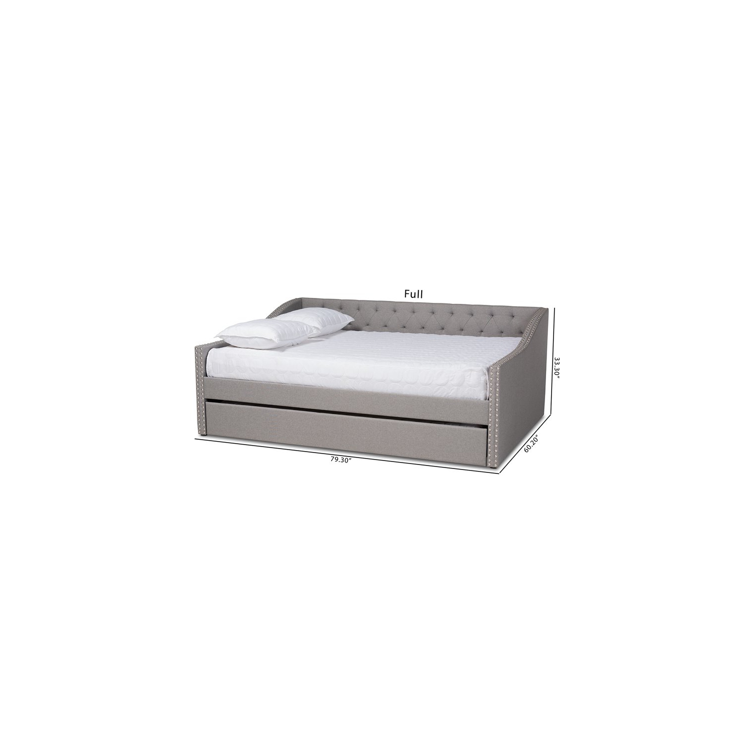 Bowery Hill Queen Size Light Grey Upholstered Daybed with Trundle