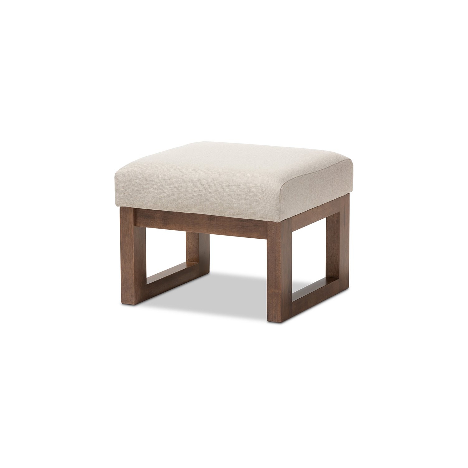 Baxton Studio Yashiya Upholstered Ottoman in Light Beige and