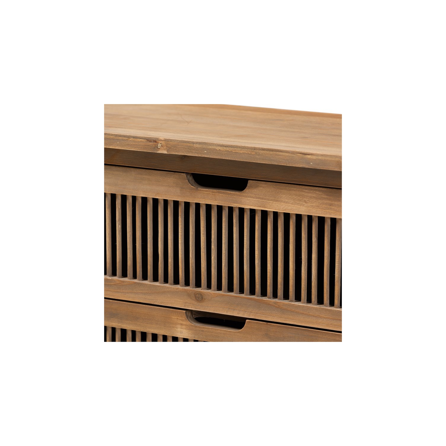 Baxton Studio Clement Medium Oak Finished 3-Drawer Wood Spindle Chest