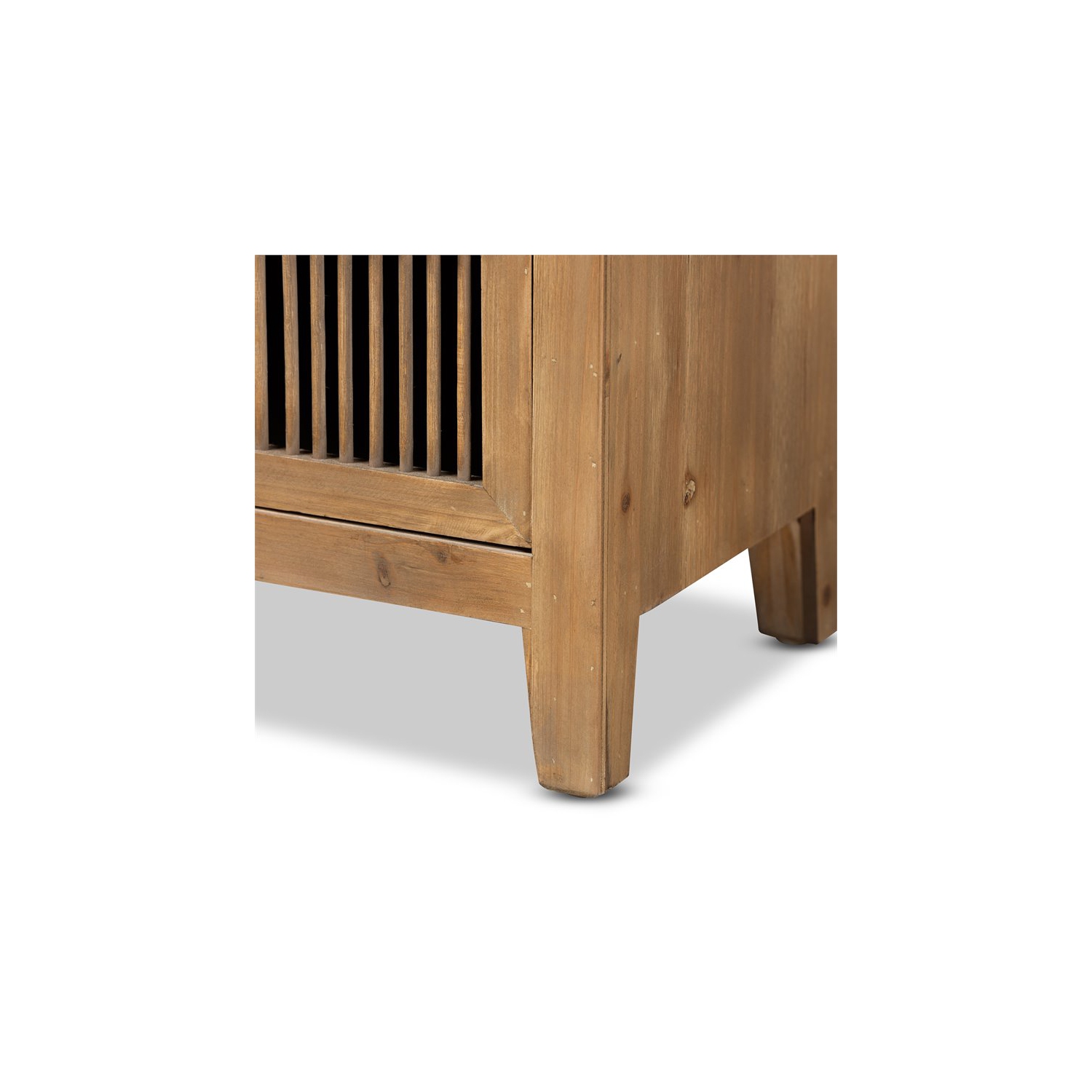 Baxton Studio Clement Medium Oak Finished 3-Drawer Wood Spindle Chest