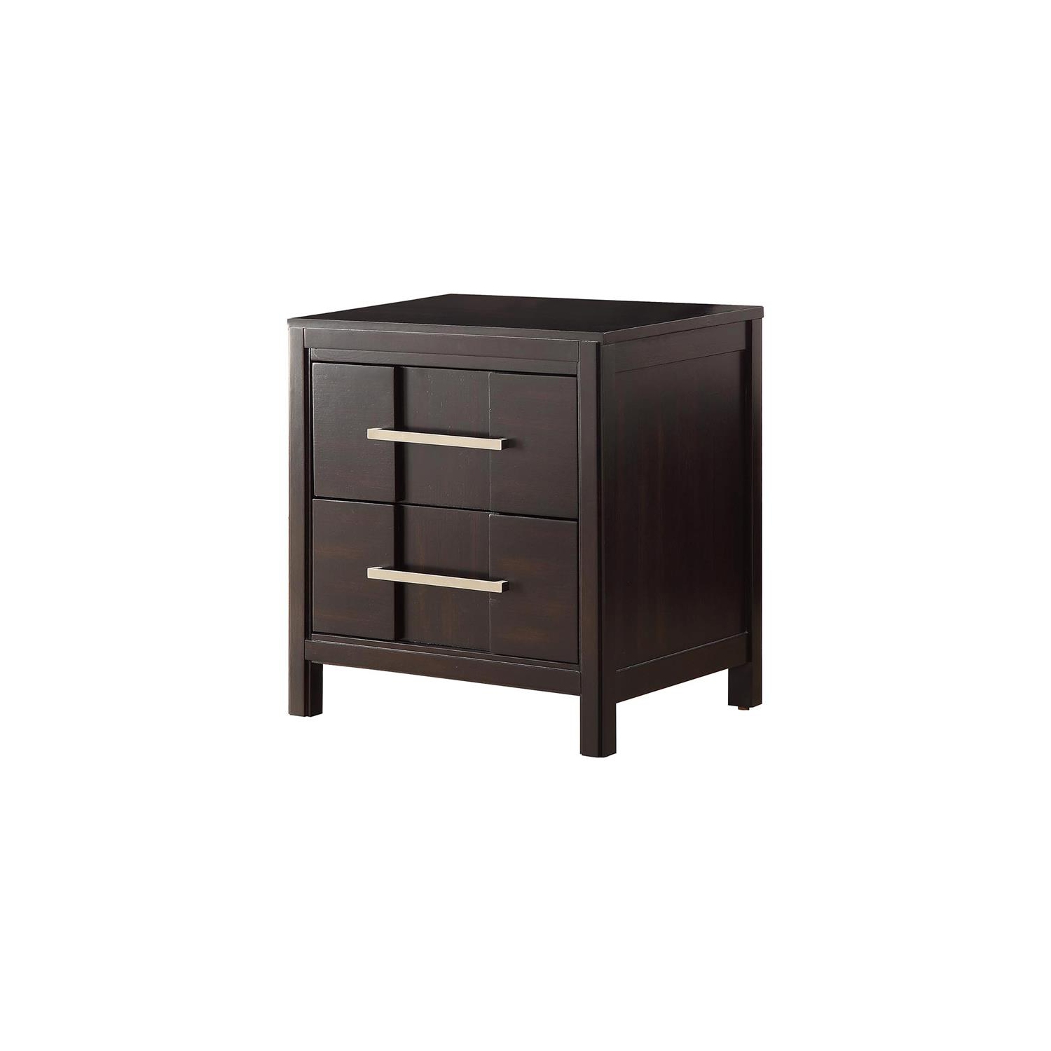 Furniture of America Vela Solid Wood 2-Drawer Nightstand in Espresso