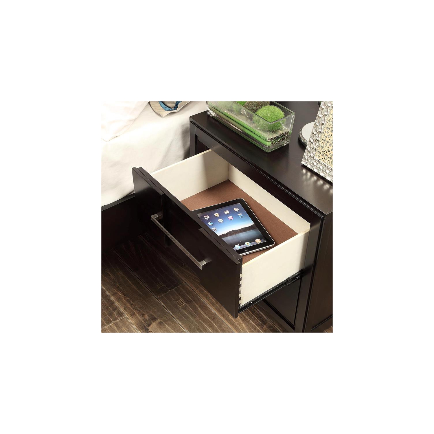 Furniture of America Vela Solid Wood 2-Drawer Nightstand in Espresso