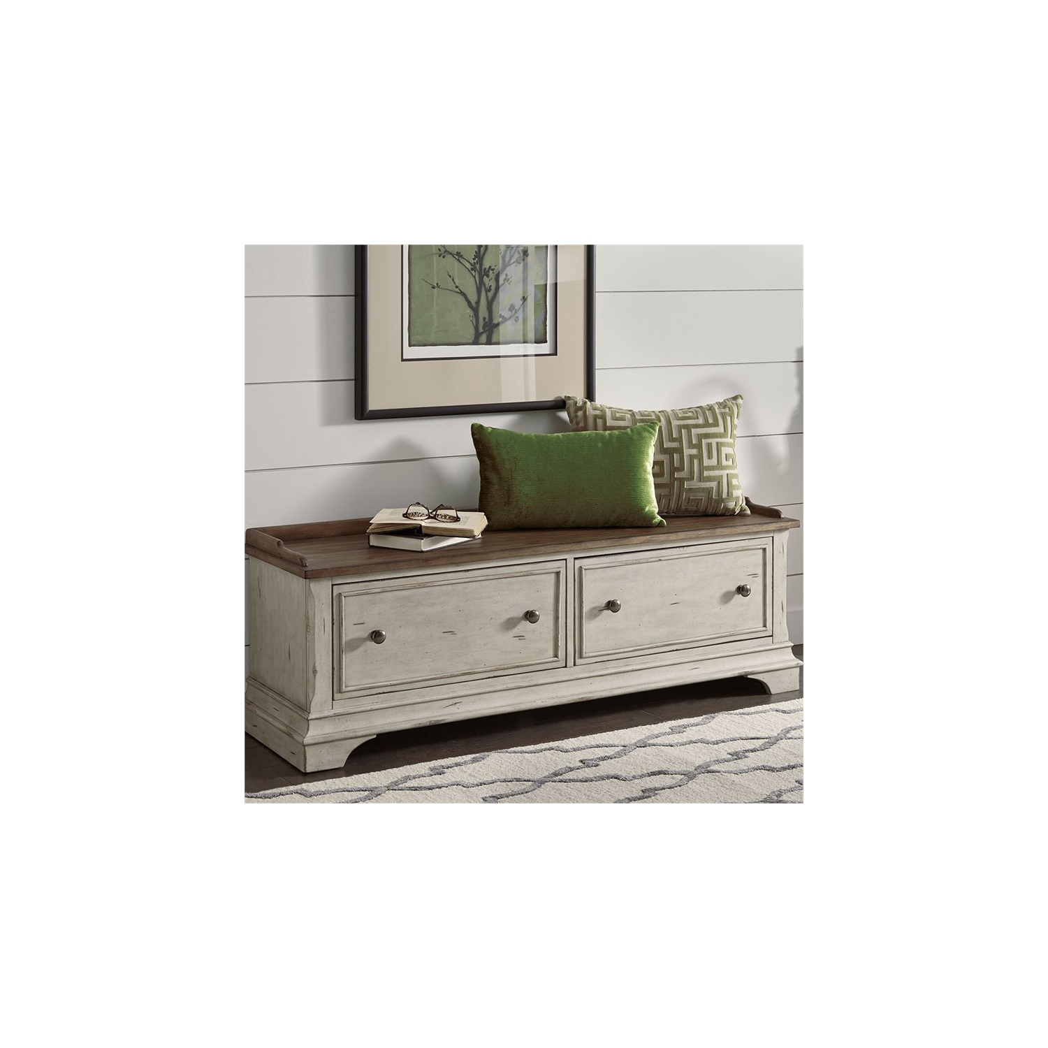 Morgan Creek White Storage Hall Bench