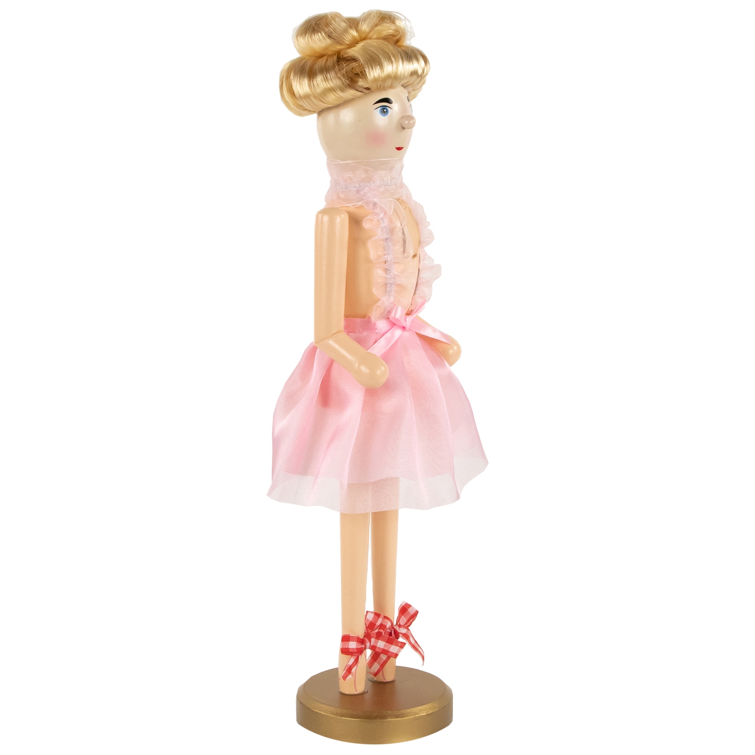 Casse-noisette de Noël en bois Pink Tutu Blonde de 15,5"