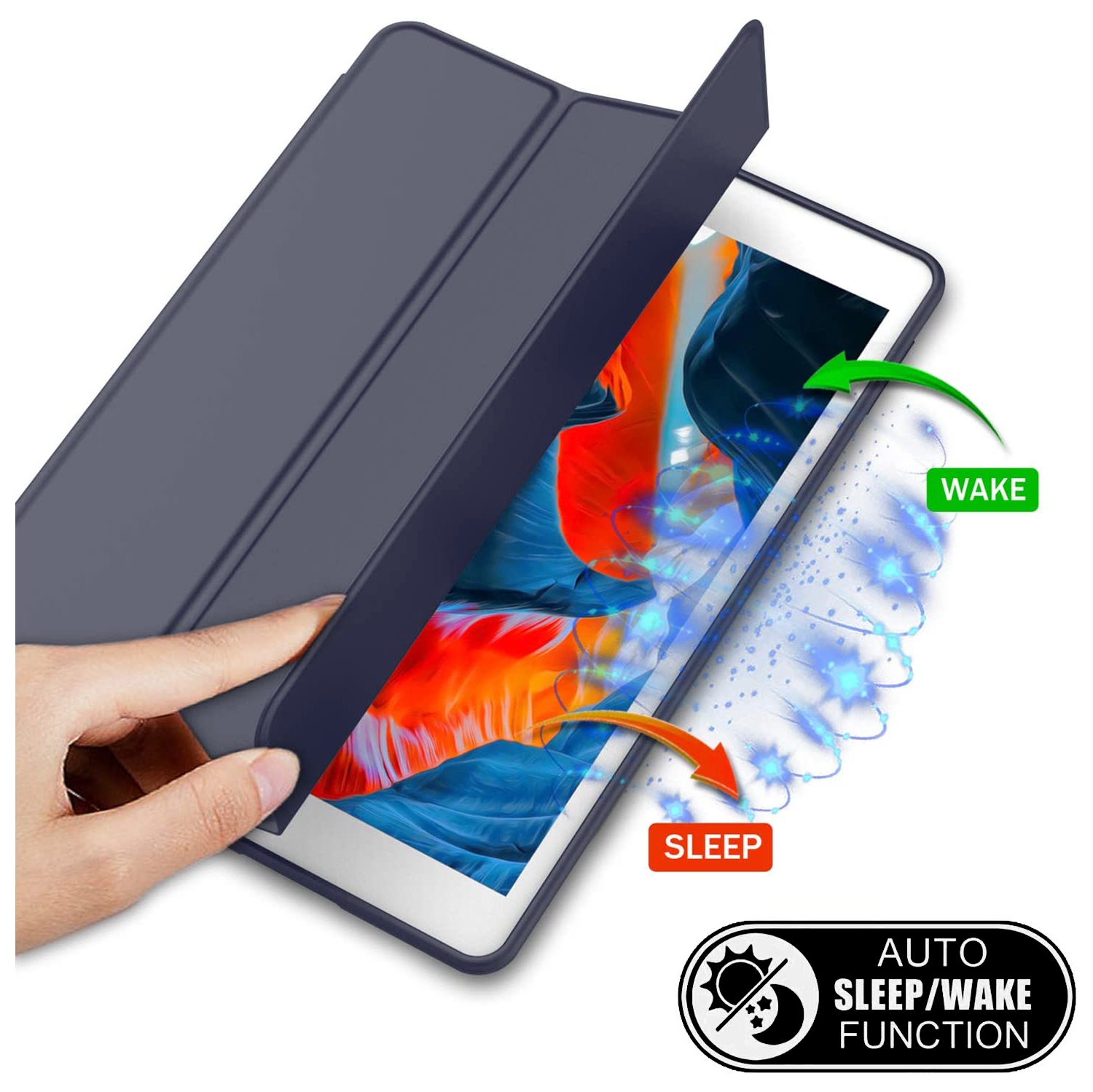 XCRS Smart Cover pour Apple iPad 10,2" 9e génération, 8e génération (2020), 7e génération (2019) avec porte-crayon intégré, cuir PU, affichage
