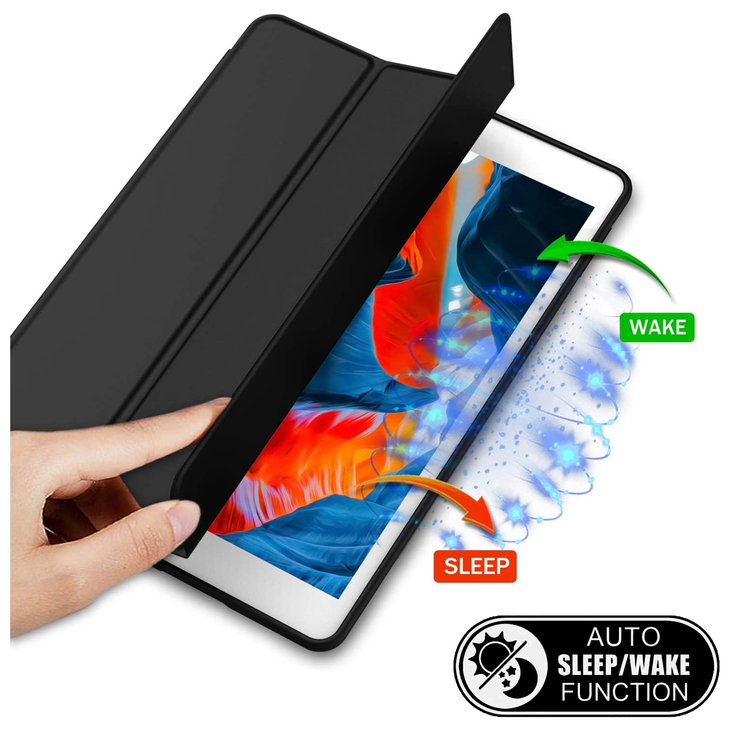 XCRS Smart Cover for Apple iPad 10.2-inch 9th Gen, 8th Gen (2020), 7th Gen (2019) with Built-In Pencil Holder, PU Leather, Multi-Angle Viewing, Auto