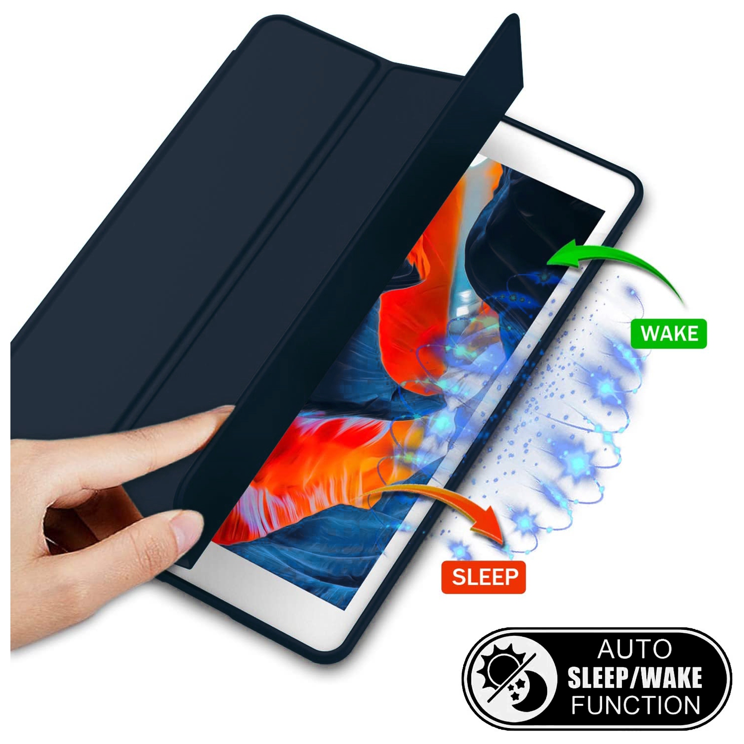 XCRS Smart Cover for Apple iPad 10.2-inch 9th Gen, 8th Gen (2020), 7th Gen (2019) with Built-In Pencil Holder, PU Leather, Multi-Angle Viewing, Auto