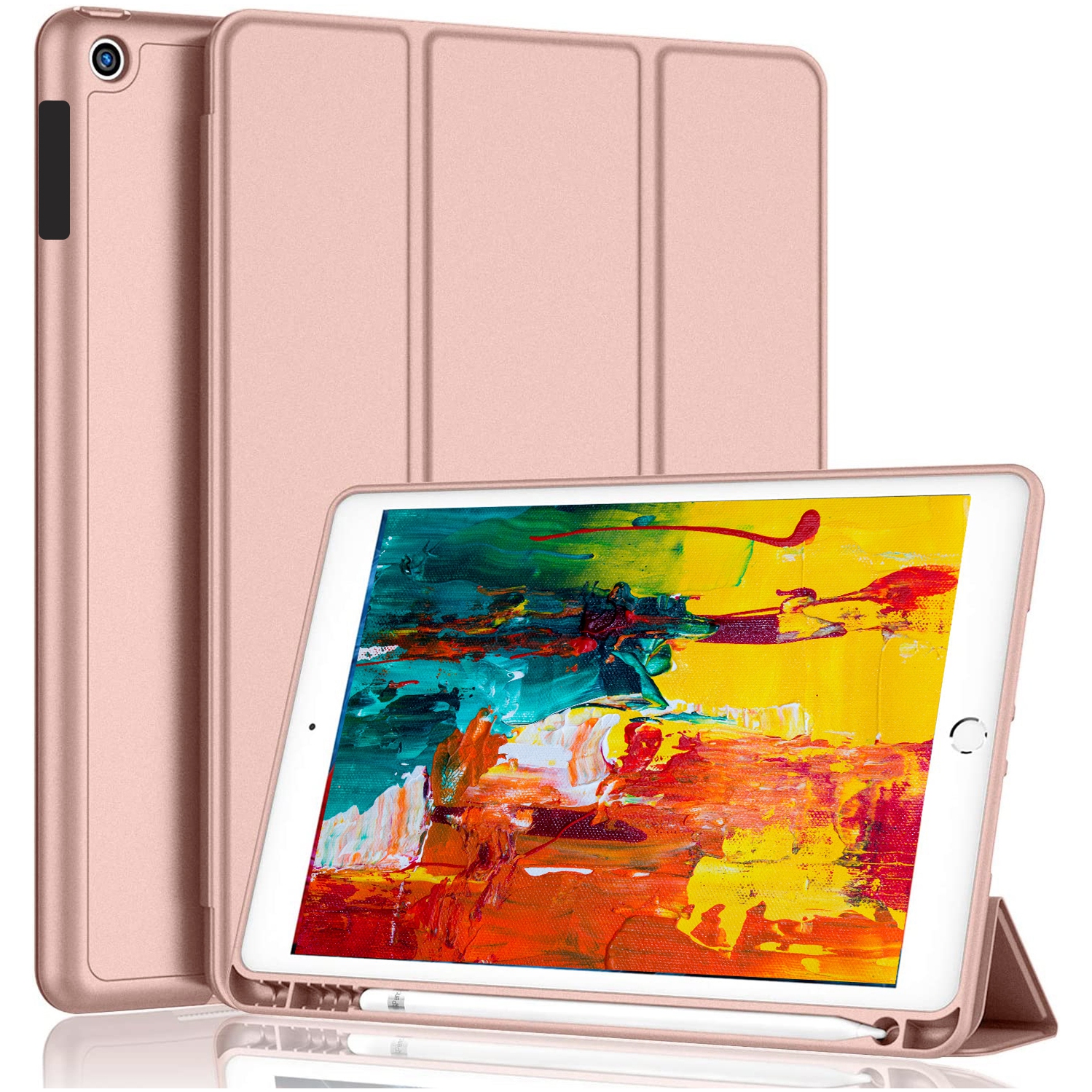 XCRS Smart Cover for Apple iPad 10.2-inch 9th Gen, 8th Gen (2020), 7th Gen (2019) with Built-In Pencil Holder, PU Leather, Multi-Angle Viewing, Auto