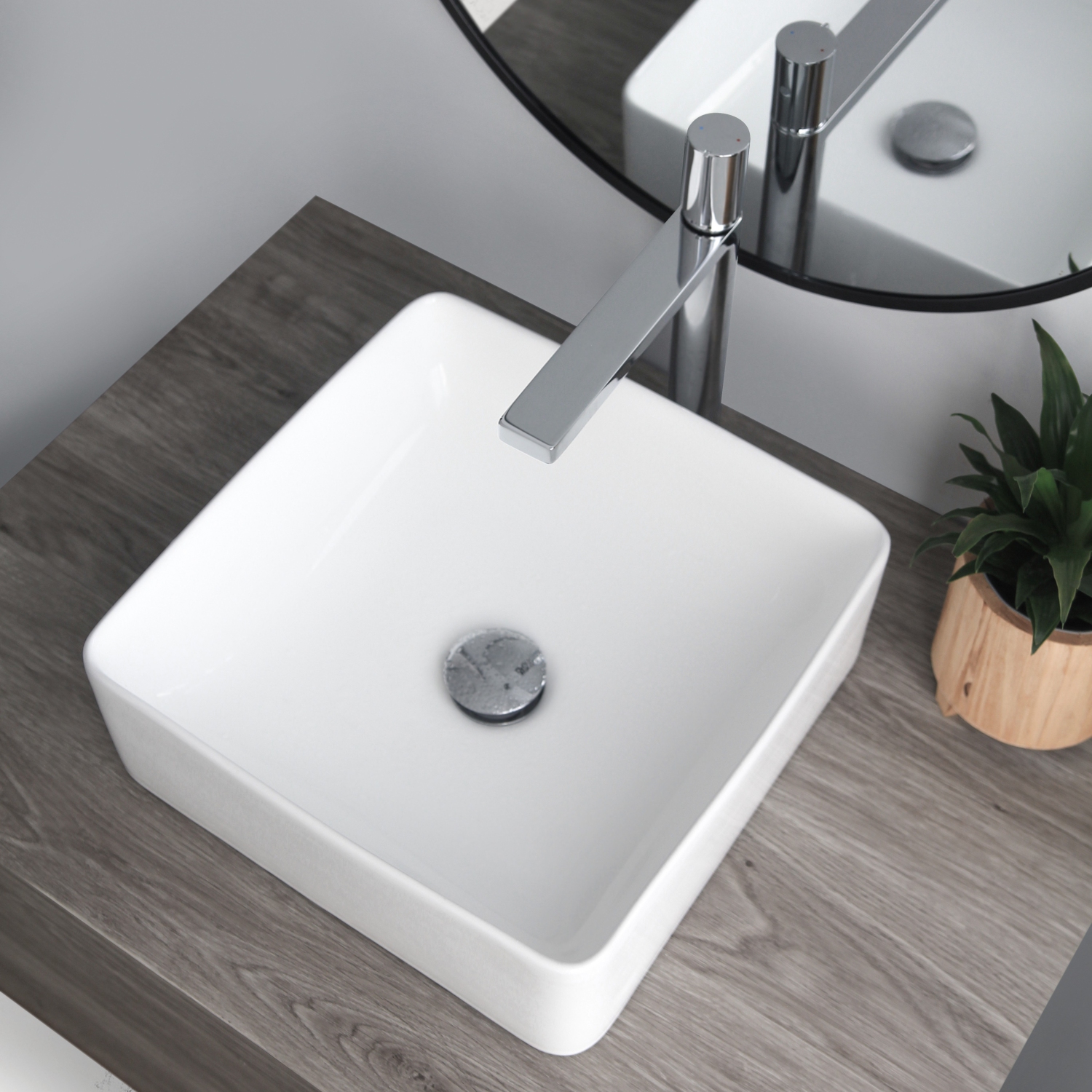 STYLISH Porcelain Rectangular 14-1/2-inches Vessel Ceramic Bathroom Sink White P-226H