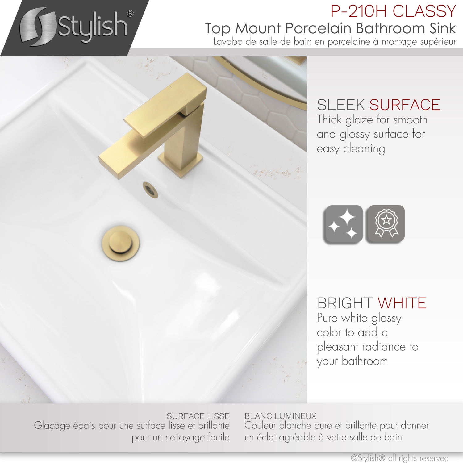 19 3/4 inch Rectangular Undermount Porcelain Bathroom Sink with Two Overflow Finishes included.