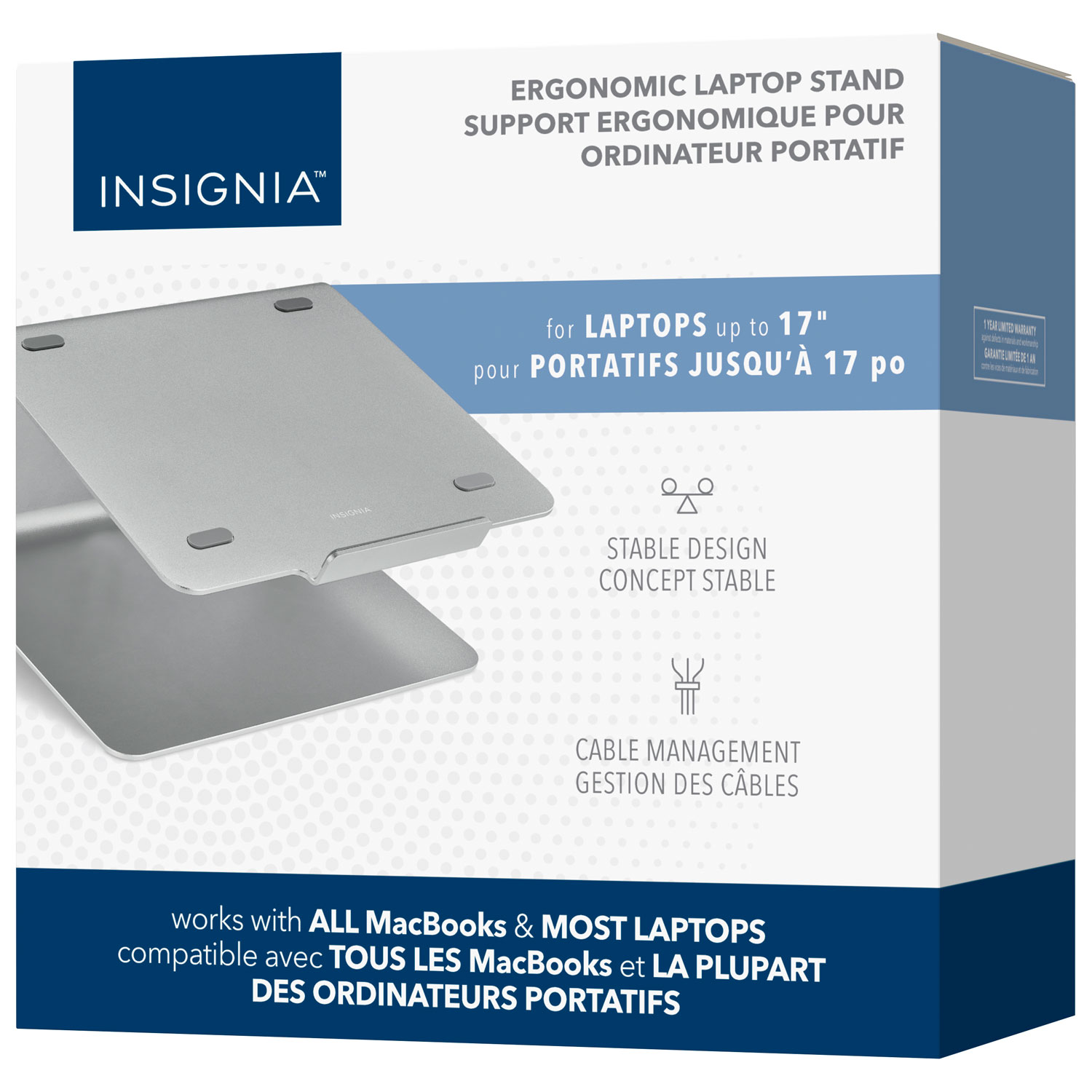 Support ergonomique d'Insignia pour portable - Gris cosmique - Exclusivité de Best Buy