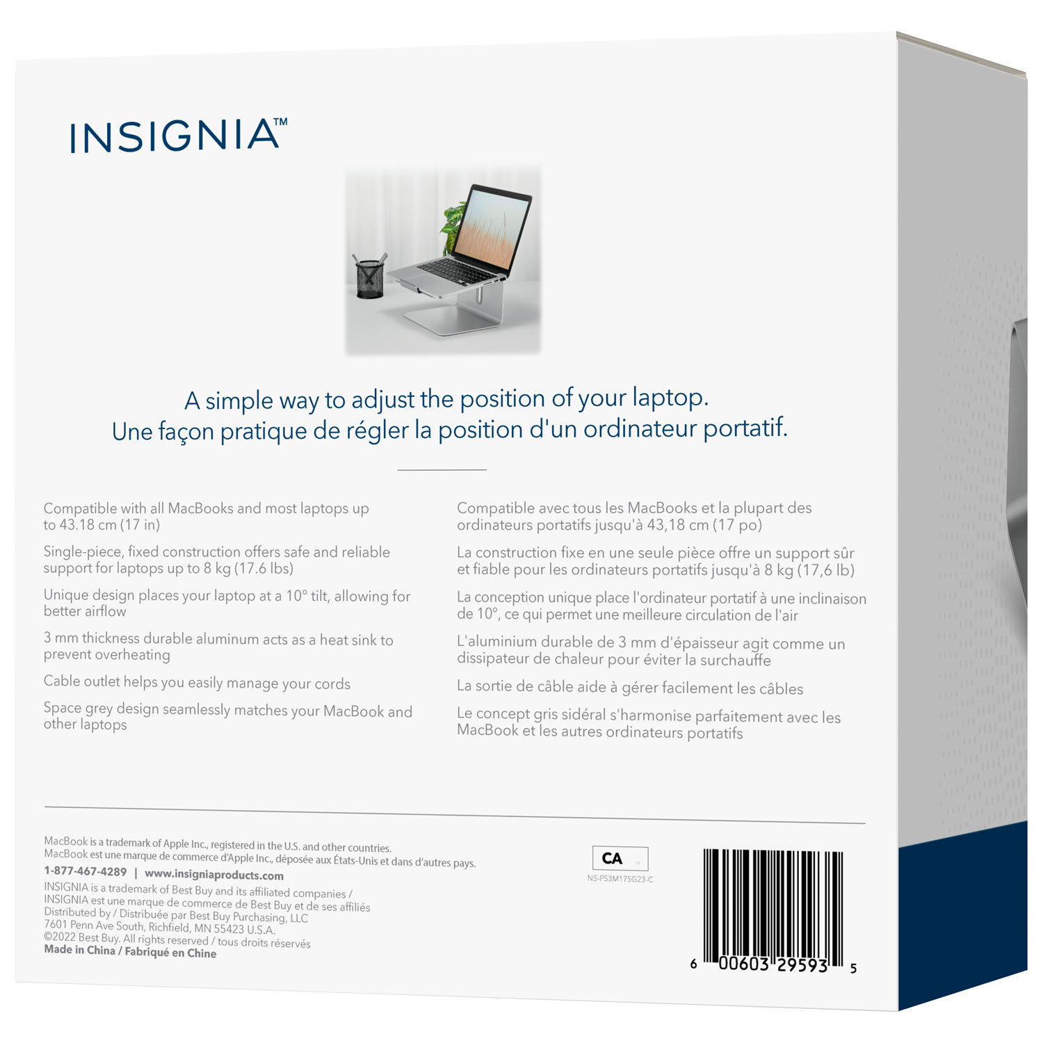 Support ergonomique d'Insignia pour portable - Gris cosmique - Exclusivité de Best Buy