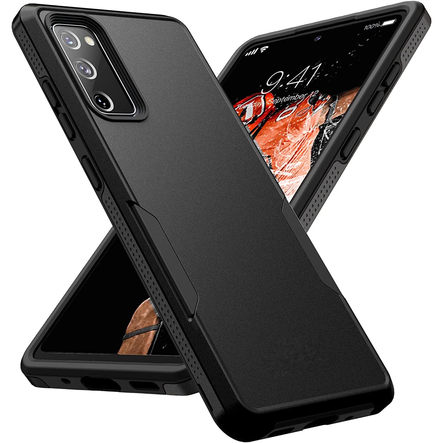 【CSmart】 Étui Coque rigide pour pare-chocs en caoutchouc résistant à deux couches pour Samsung Galaxy S22, Noir