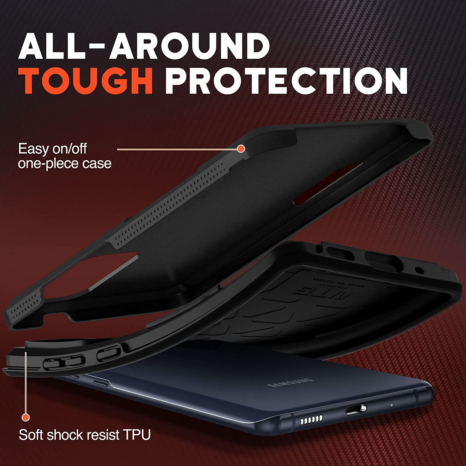 【CSmart】 Étui Coque rigide pour pare-chocs en caoutchouc résistant à deux couches pour Samsung Galaxy S22, Noir