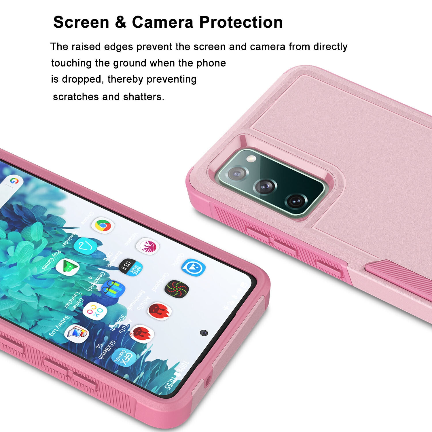 【CSmart】 Dual Layers Heavy Duty Rubber Armor Bumper Hard Case Cover for Samsung Galaxy S22 Ultra, Light Pink