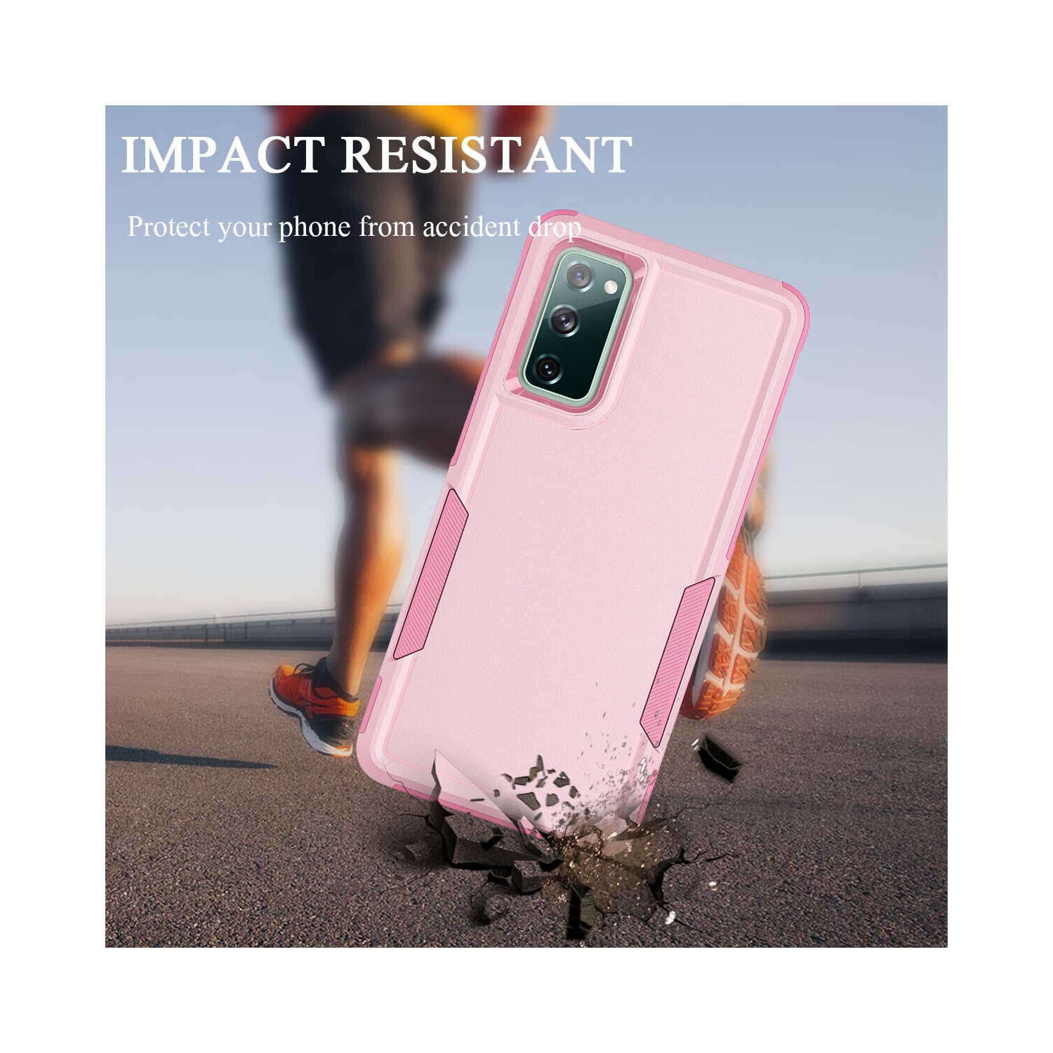 【CSmart】 Dual Layers Heavy Duty Rubber Armor Bumper Hard Case Cover for Samsung Galaxy S22 Ultra, Light Pink