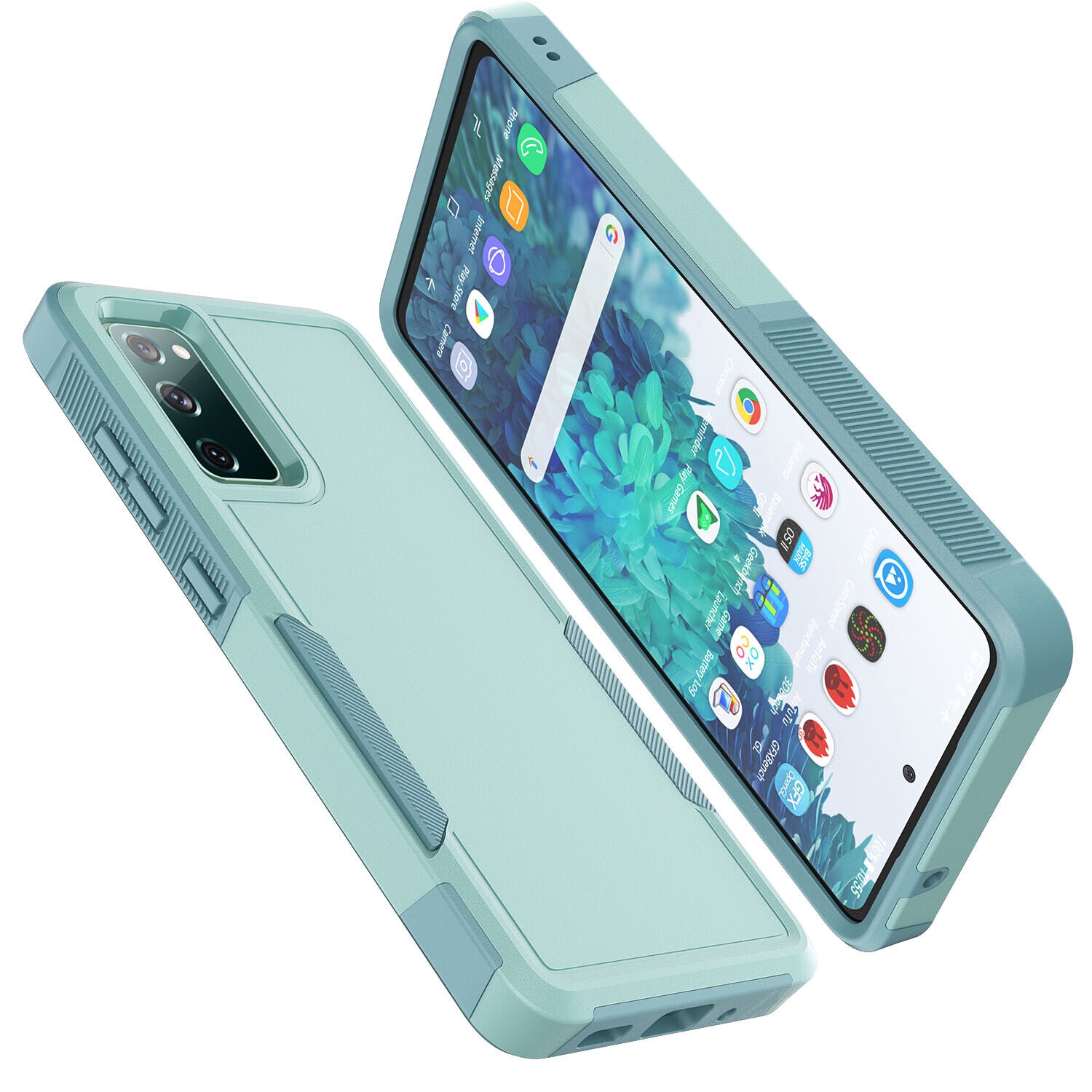 【CSmart】 Dual Layers Heavy Duty Rubber Armor Bumper Hard Case Cover for Samsung Galaxy S22 Ultra, Teal