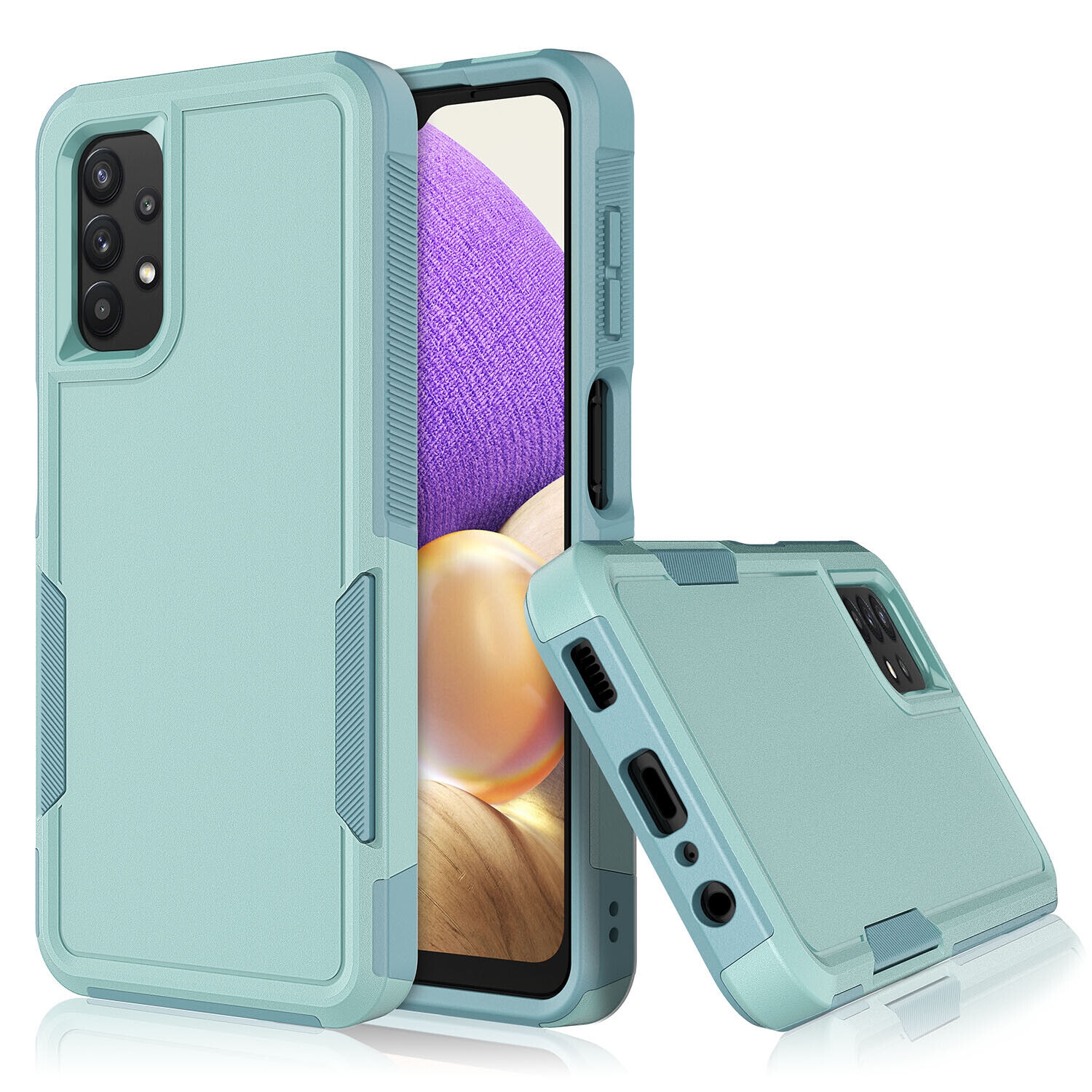【CSmart】 Étui Coque rigide pour pare-chocs en caoutchouc résistant à deux couches pour Samsung Galaxy A03S,Sarcelle