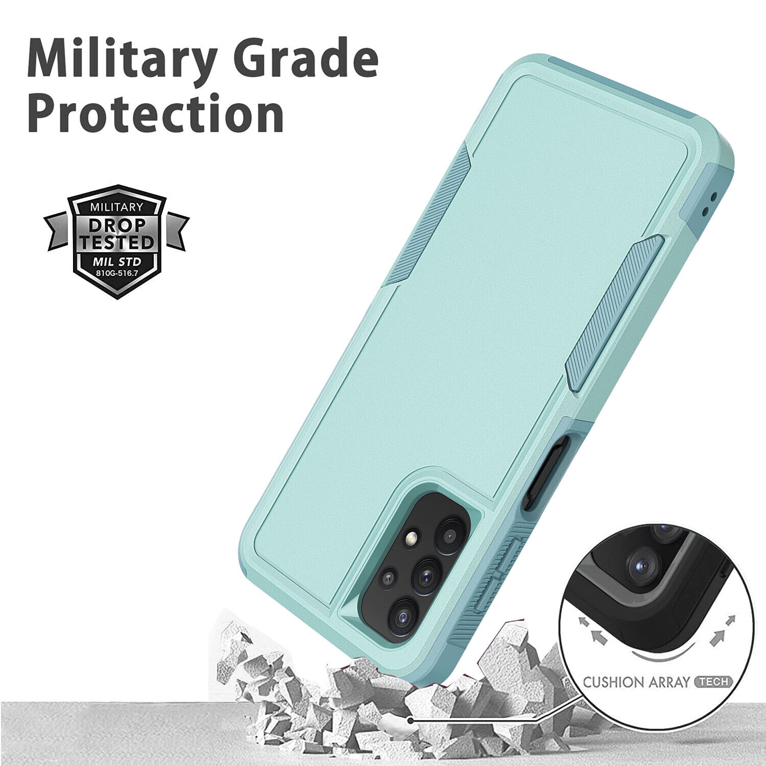 【CSmart】 Étui Coque rigide pour pare-chocs en caoutchouc résistant à deux couches pour Samsung Galaxy A03S,Sarcelle