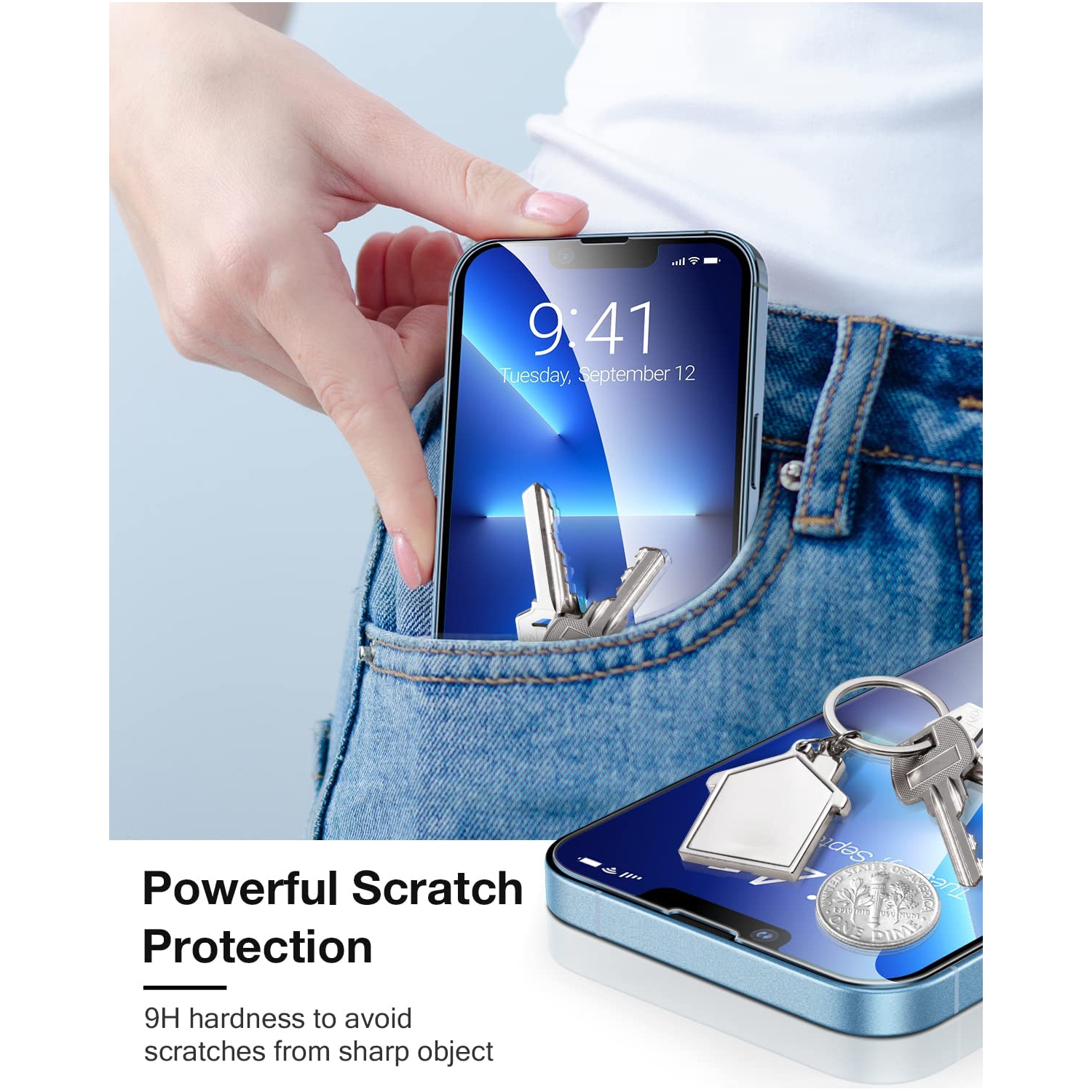 Protecteur d'écran KEEGUARD™ pour iPhone 14 Pro de 6,1 po - Protecteur d'écran en verre trempé et protecteur d'objectif d'appareil photo,