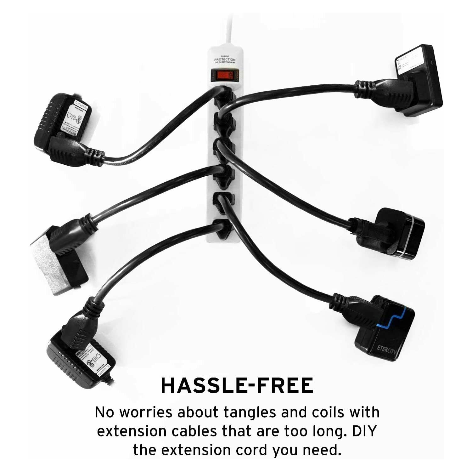 3 Prong Male Plug to Female Socket Extension Cable 18 AWG Power Cord