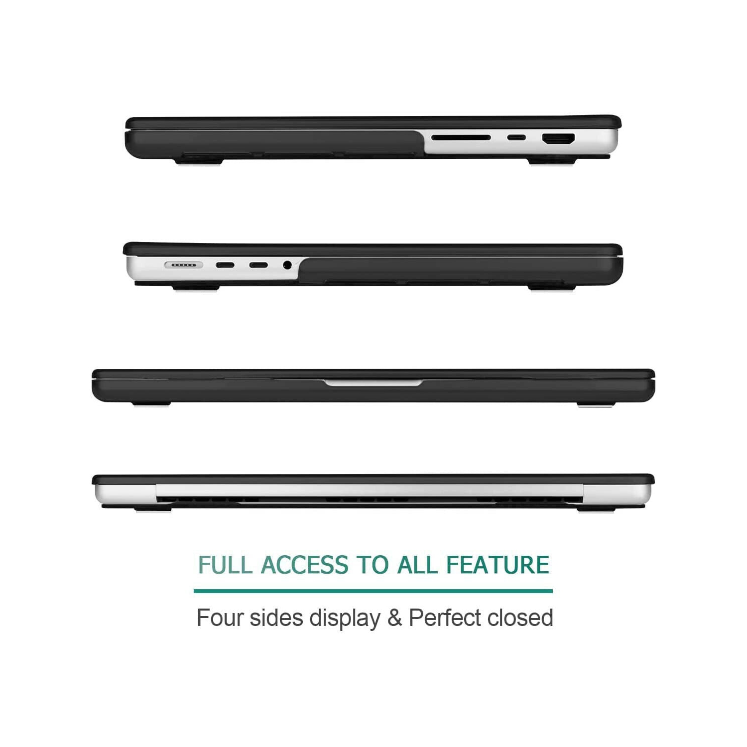 For 2021 MacBook Pro 14" / 16" BLACK Shell Case+ KB Skin+ HD Film