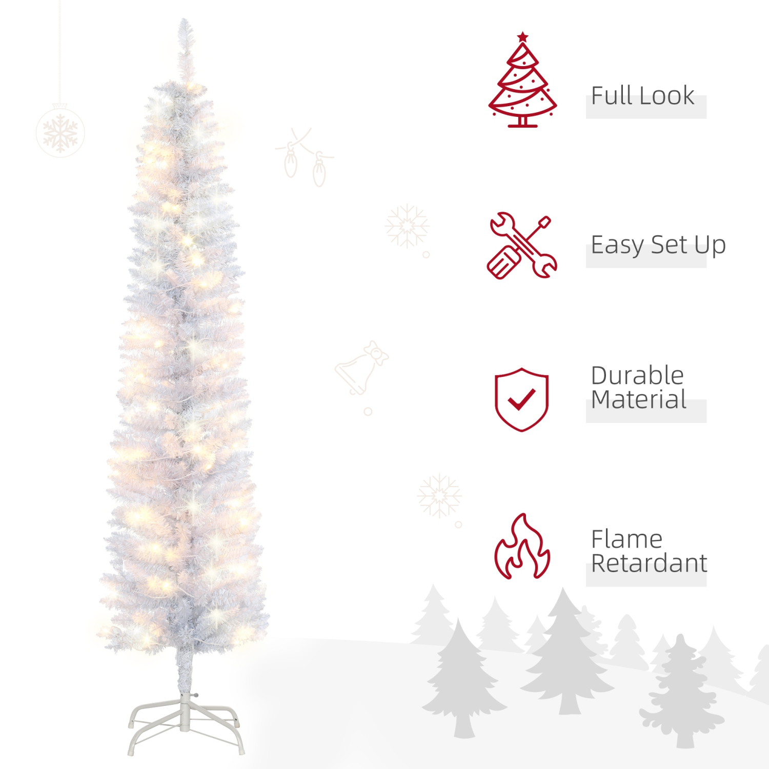 6&nbsp;pi de HOMCOM. Grand arbre de Noël artificiel illuminé, décoration des Fêtes avec 395 branches réalistes, 100 lumières LED, base en métal