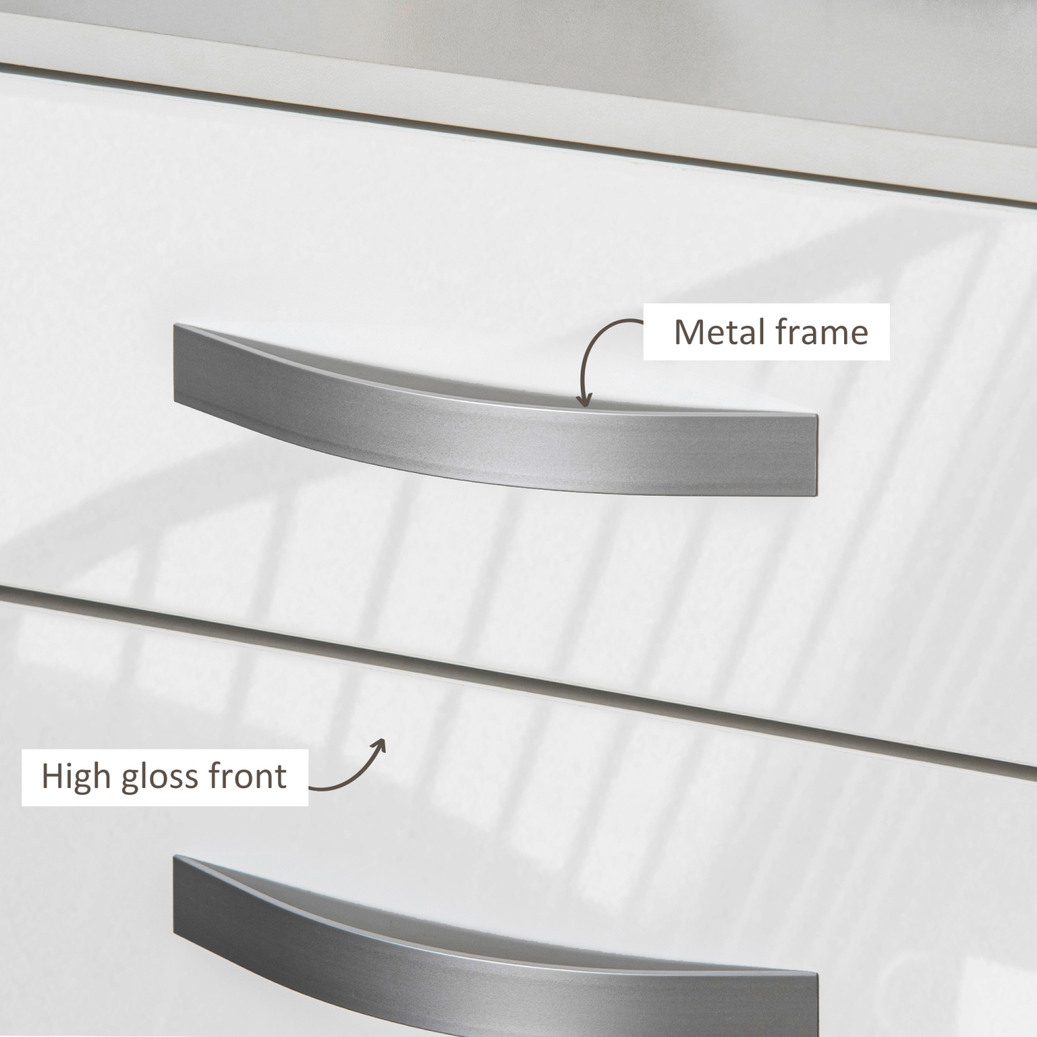 HOMCOM Modern Nightstand Set of 2, Bedside Tables with 3 High Gloss Drawers for Bedroom, White