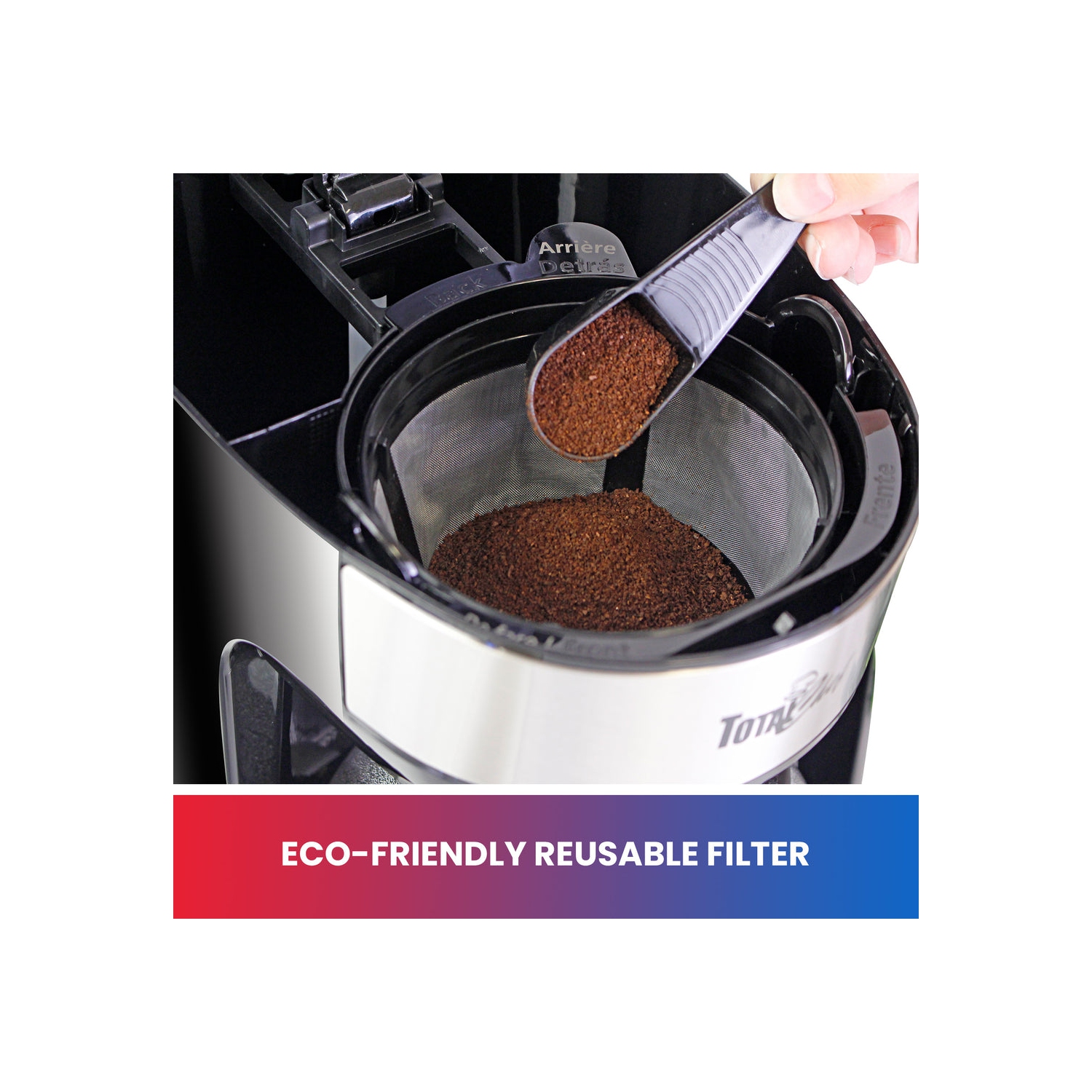 Total Chef 12-Cup Programmable Coffee Maker, Stainless Steel Drip Coffee Machine with Glass Carafe and Reusable Basket Filter, Black and Silver