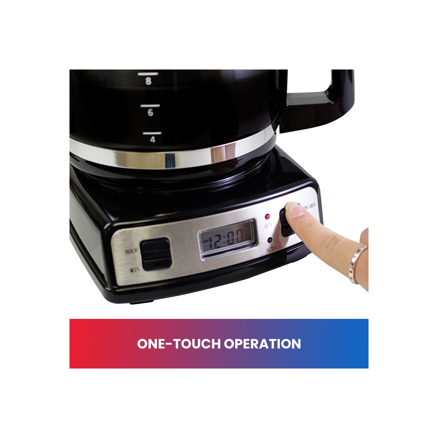 Total Chef 12-Cup Programmable Coffee Maker, Stainless Steel Drip Coffee Machine with Glass Carafe and Reusable Basket Filter, Black and Silver