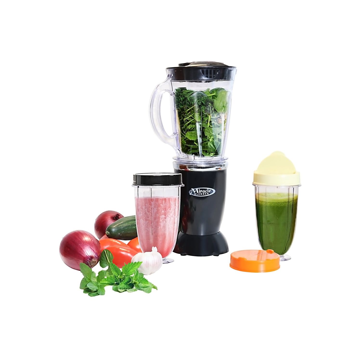 Total Chef Miracle Blender, 12 pc Bullet Blender Set with Heavy Duty Quad Blade, 1L Carafe, Travel Cups and Lids, Dishwasher-Safe Accessories, for smoothies, shakes, sauces