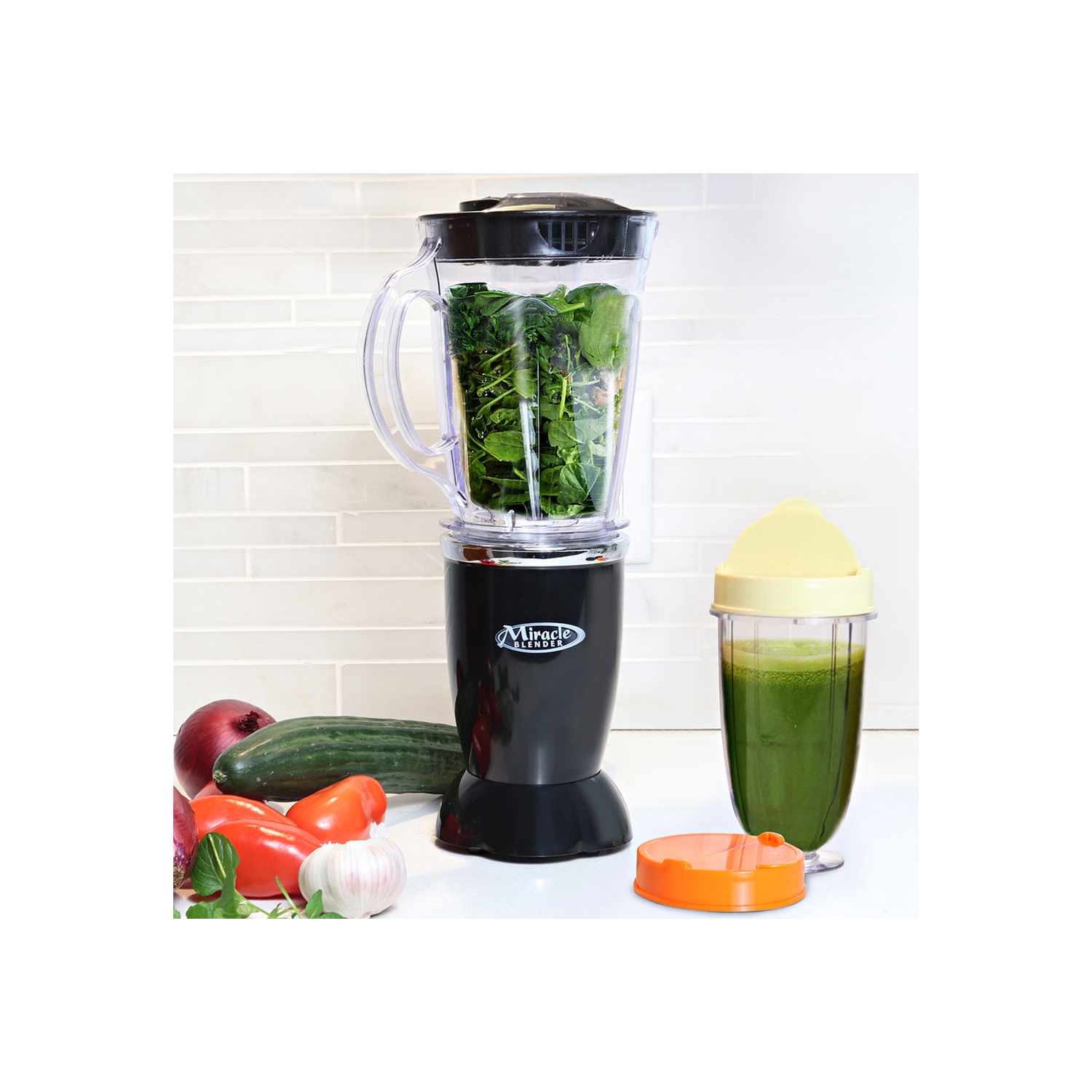 Total Chef Miracle Blender, 12 pc Bullet Blender Set with Heavy Duty Quad Blade, 1L Carafe, Travel Cups and Lids, Dishwasher-Safe Accessories, for