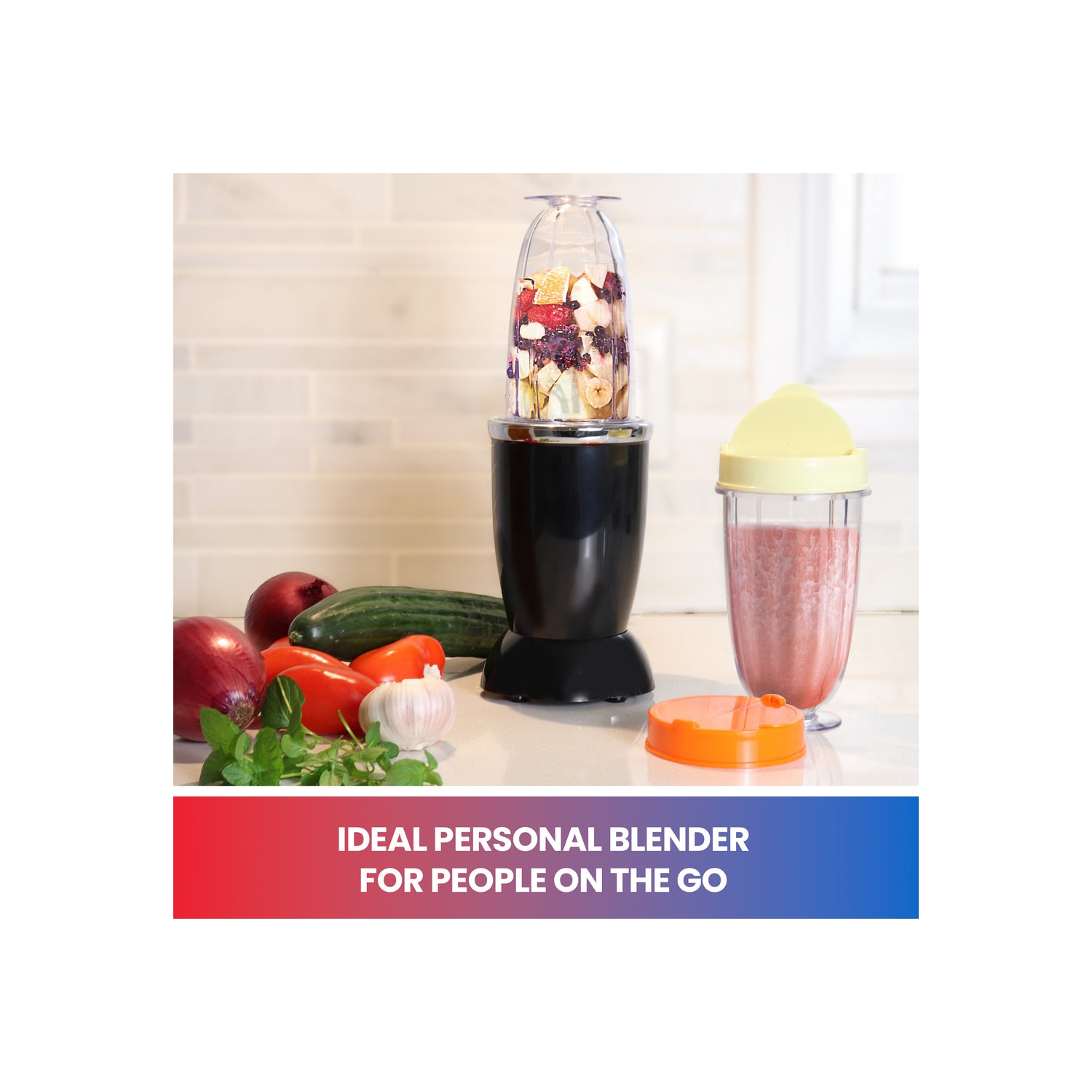 Total Chef Miracle Blender, 12 pc Bullet Blender Set with Heavy Duty Quad Blade, 1L Carafe, Travel Cups and Lids, Dishwasher-Safe Accessories, for