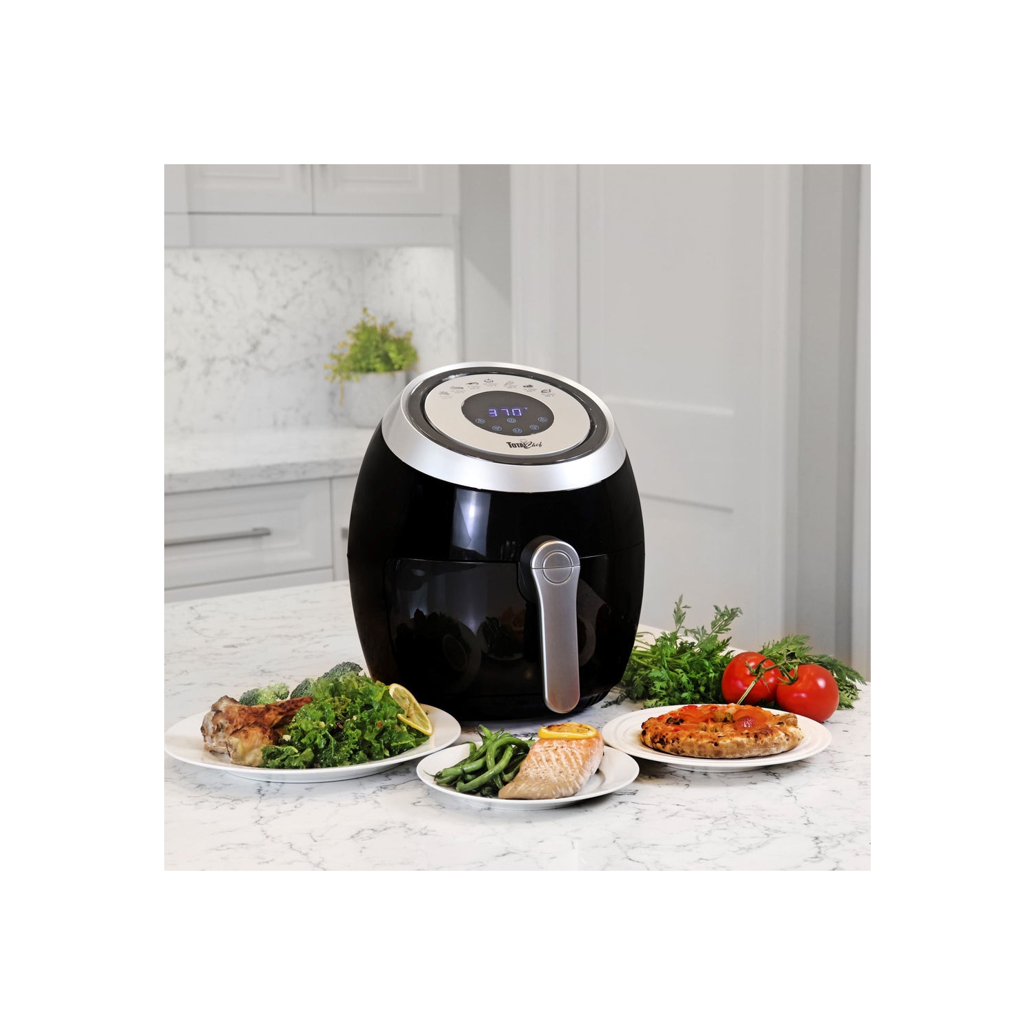 Total Chef Electric Air Fryer Oven 3.8QT/3.6L, Digital Touchscreen Controls, 7 Smart Cooking Presets, Adjustable Temperature and Timer, Non-Stick