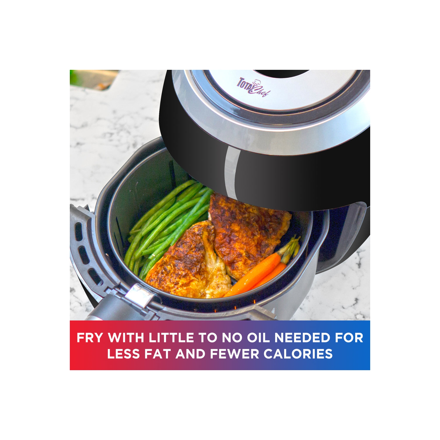 Total Chef Electric Air Fryer Oven 3.8QT/3.6L, Digital Touchscreen Controls, 7 Smart Cooking Presets, Adjustable Temperature and Timer, Non-Stick