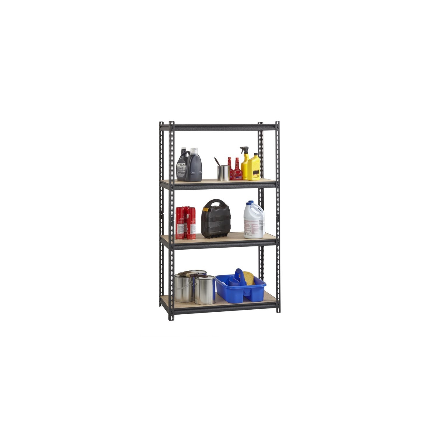 Pemberly Row Riveted Metal Shelving 4-Shelf Unit 18D x 36W x 60H in Black