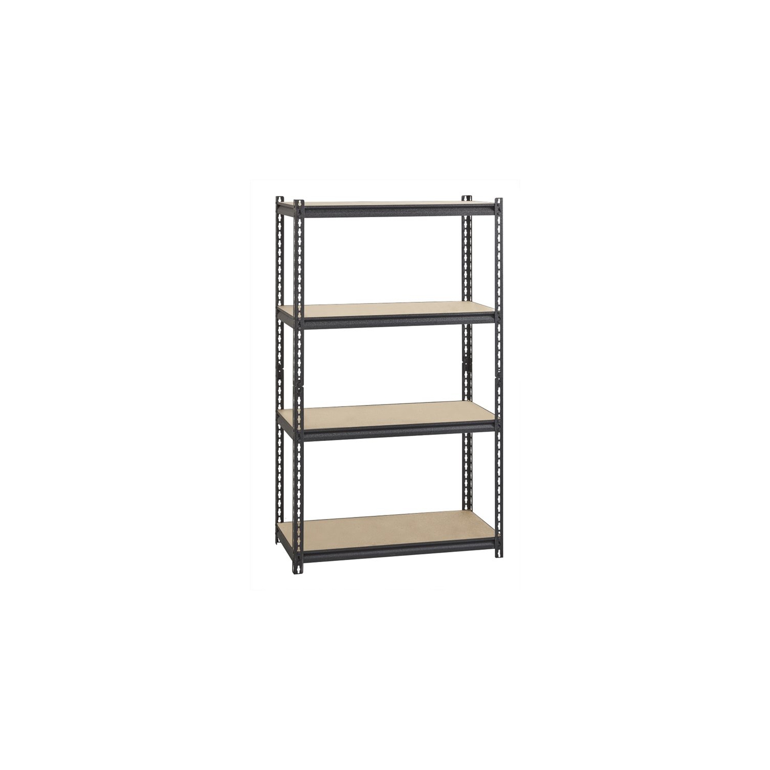 Pemberly Row Riveted Metal Shelving 4-Shelf Unit 18D x 36W x 60H in Black