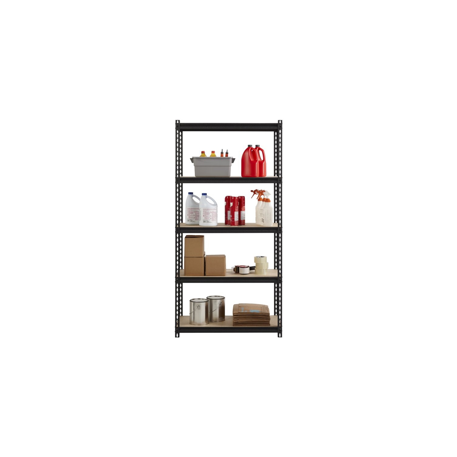 Pemberly Row Riveted Metal Shelving 4-Shelf Unit 18D x 36W x 60H in Black