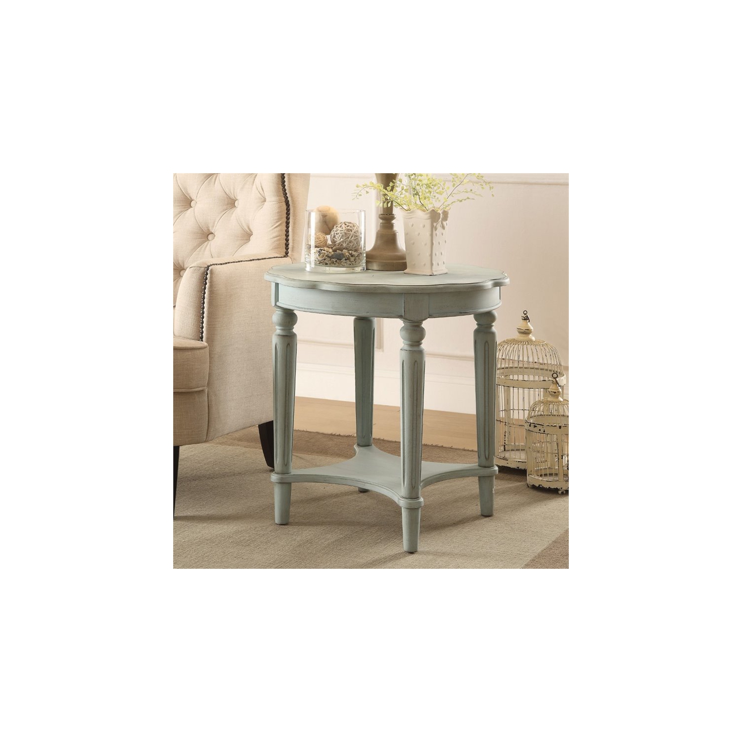 ACME Fordon End Table in Antique Green