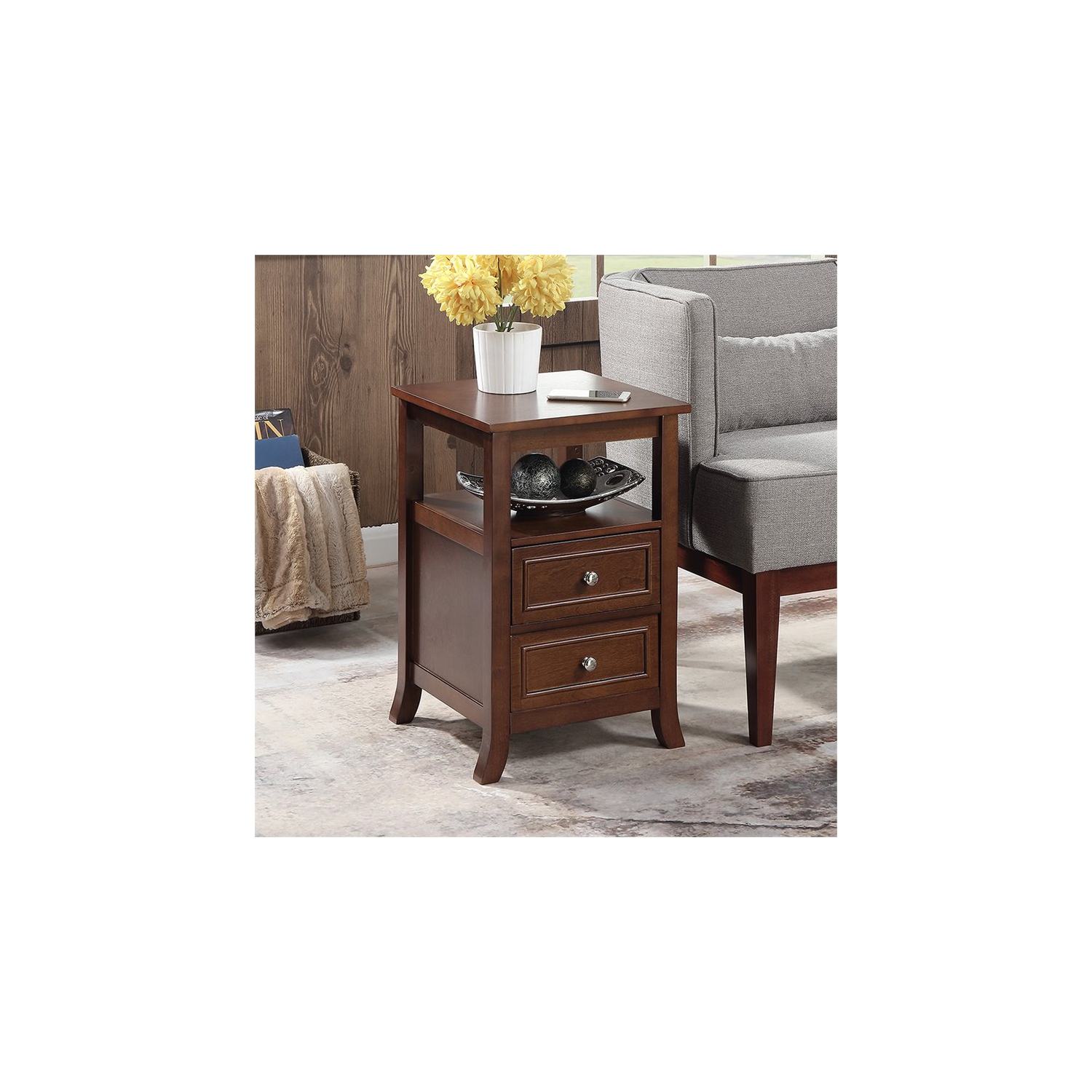 Convenience Concepts Melbourne Two-Drawer End Table in Espresso Wood Finish