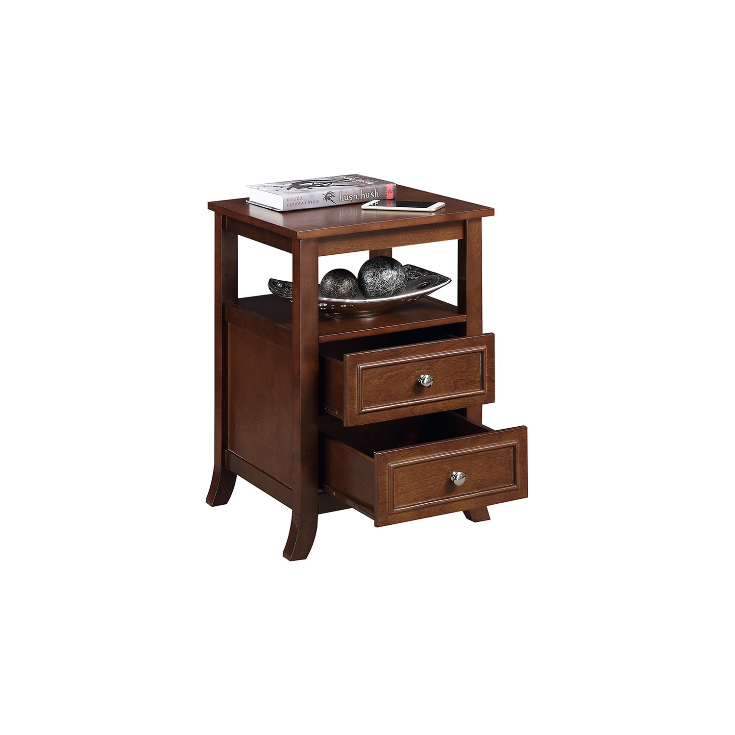 Convenience Concepts Melbourne Two-Drawer End Table in Espresso Wood Finish
