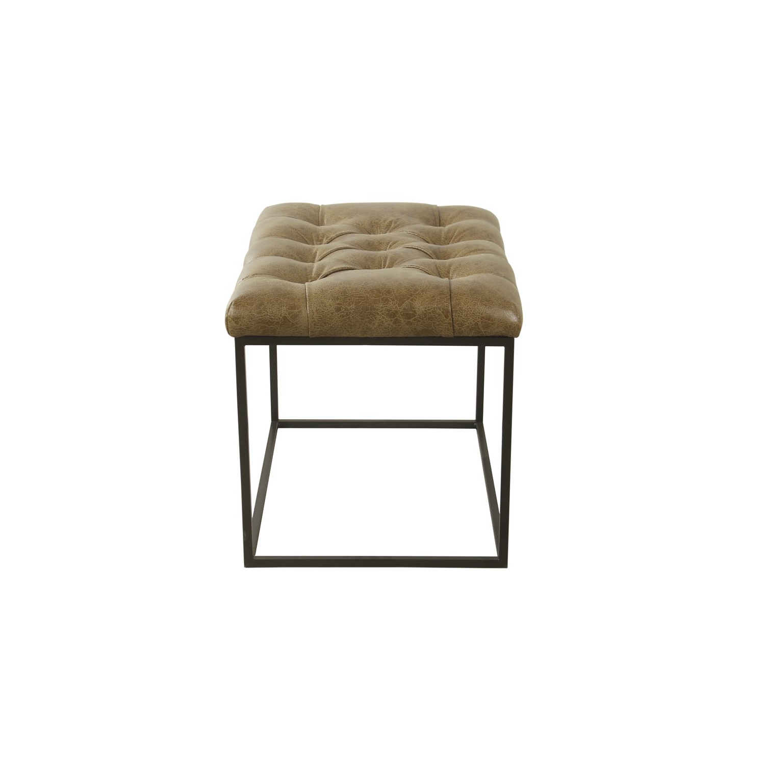 HomePop Modern Metal and Faux Leather Small Decorative Ottoman in Brown