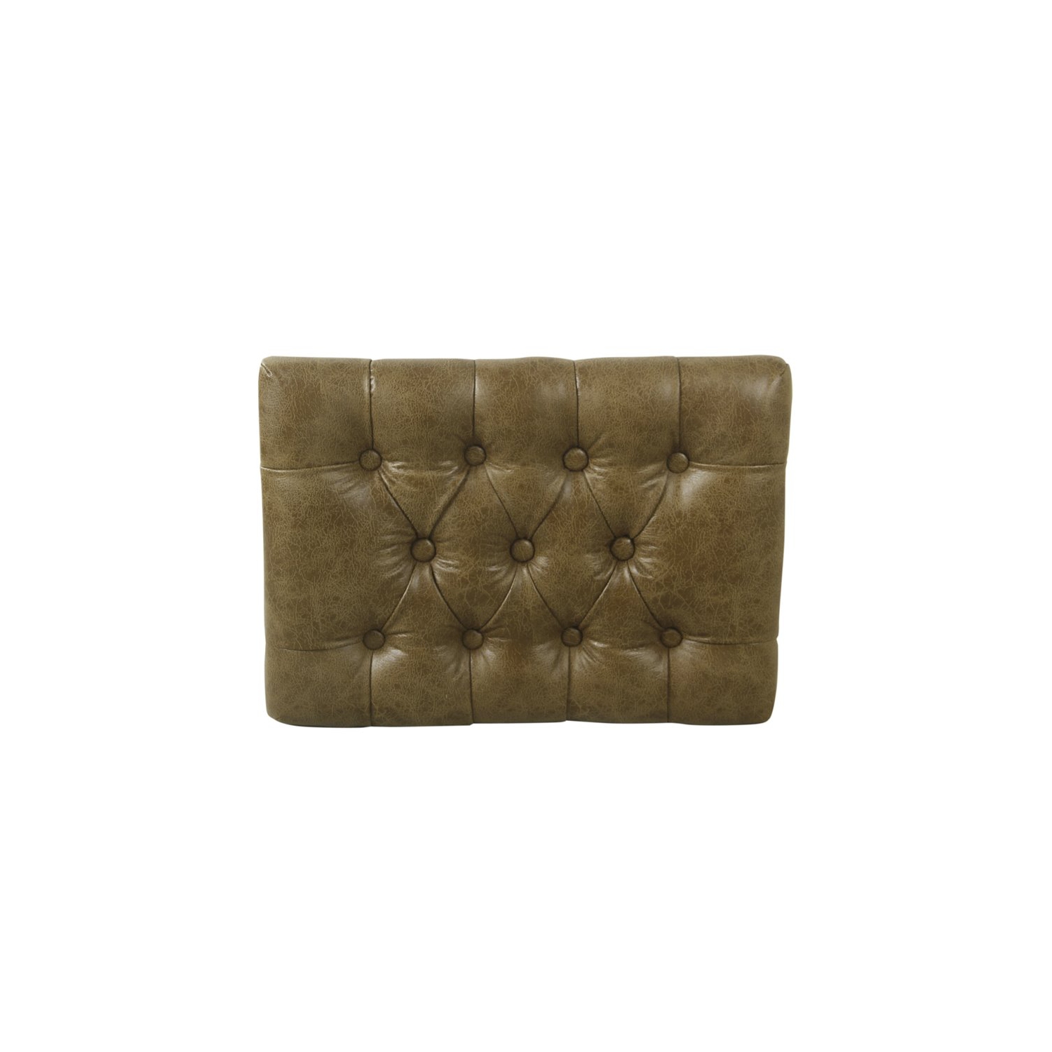 HomePop Modern Metal and Faux Leather Small Decorative Ottoman in Brown