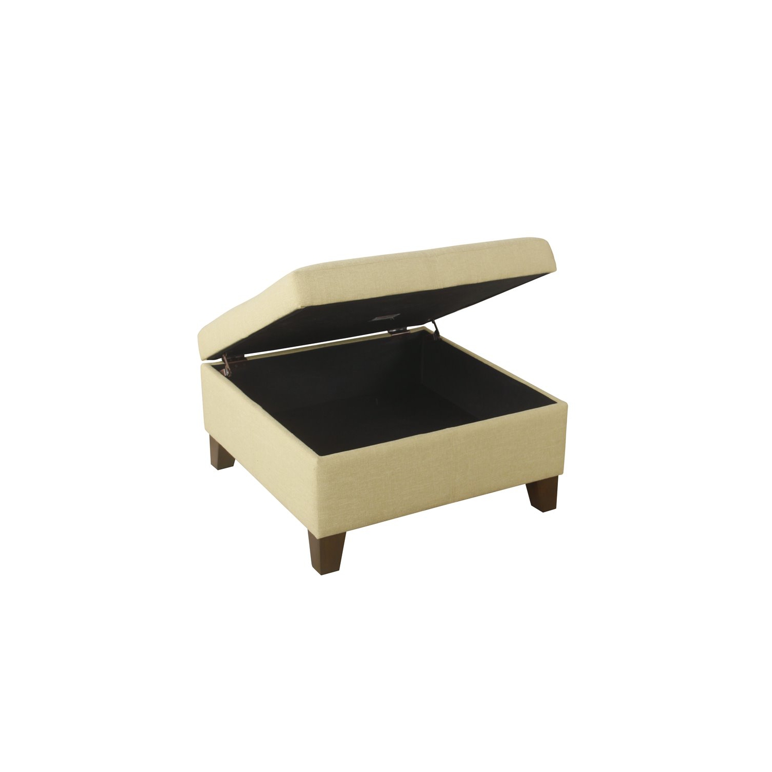 HomePop Luxury Transitional Fabric Storage Ottoman in Tan Finish